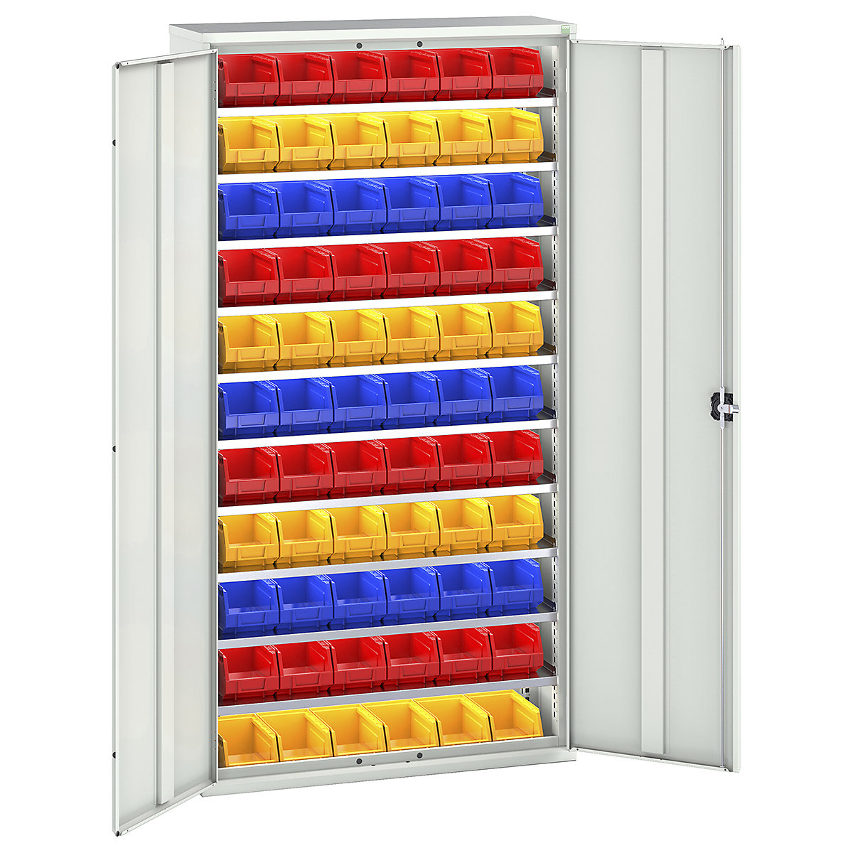 Bott Verso Bin Cupboards, Bott Verso Bin Cupboards, Bott Verso Bin Cupboard | 2000h x 1050w x 350d mm | 10 Shelves | 66 x No. 3 Bins | Light Grey-0