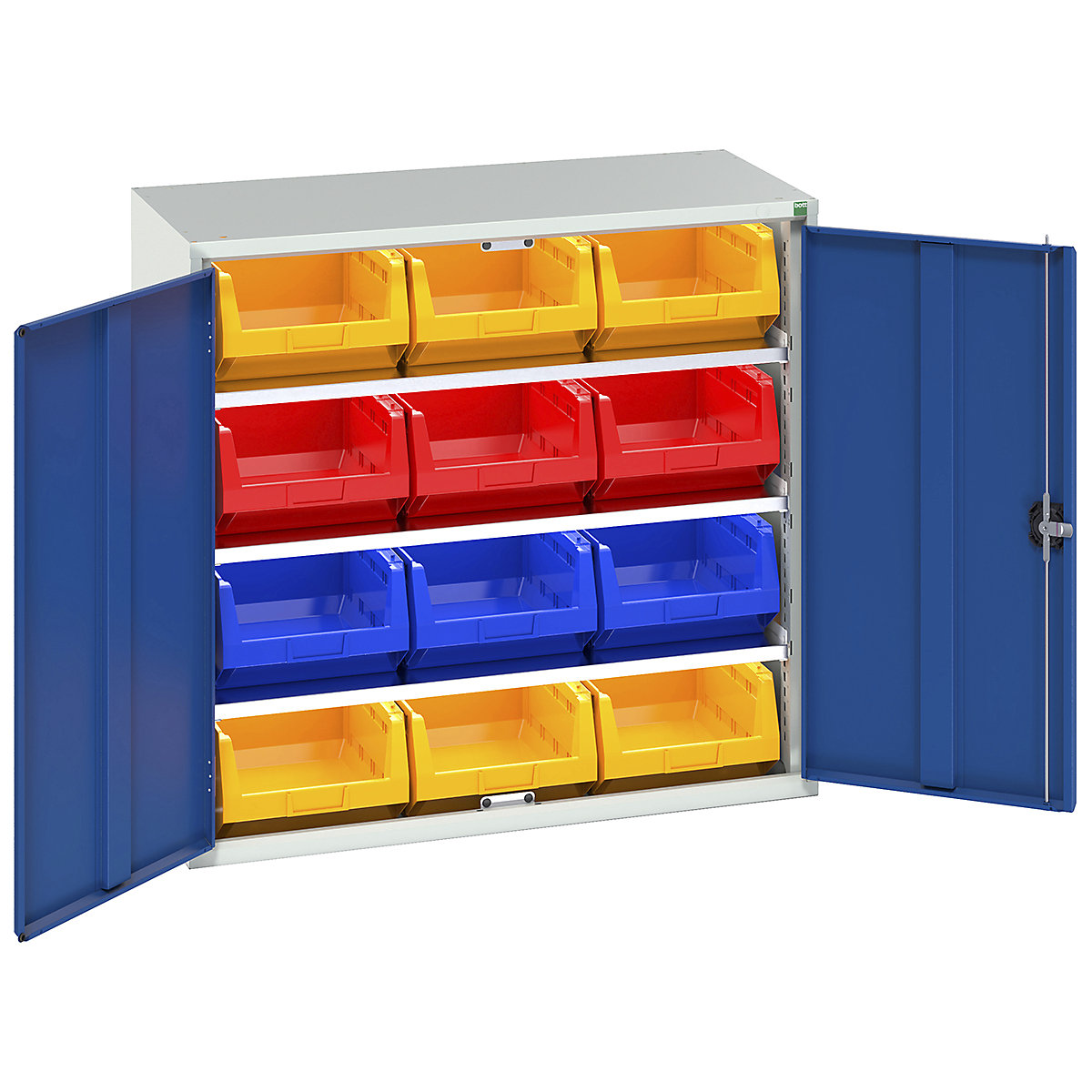 Bott Verso Bin Cupboards, Bott Verso Bin Cupboards, Bott Verso Bin Cupboard | 1000h x 1050w x 550d mm | 3 Shelves | 12 x No. 5 Bins | Blue-0