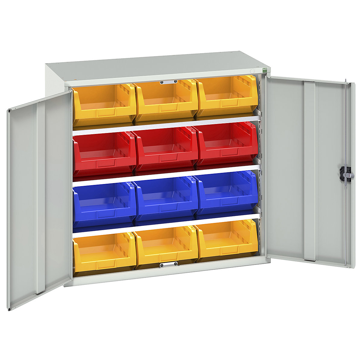 Bott Verso Bin Cupboards, Bott Verso Bin Cupboards, Bott Verso Bin Cupboard | 1000h x 1050w x 550d mm | 3 Shelves | 12 x No. 5 Bins | Light Grey-0