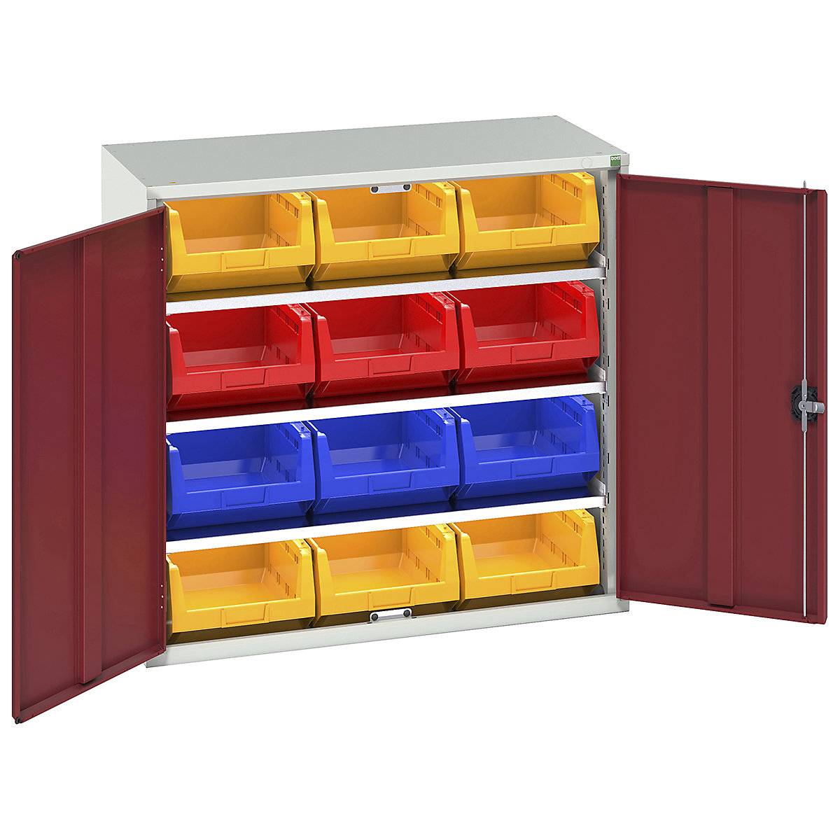 Bott Verso Bin Cupboards, Bott Verso Bin Cupboards, Bott Verso Bin Cupboard | 1000h x 1050w x 550d mm | 3 Shelves | 12 x No. 5 Bins | Red-0