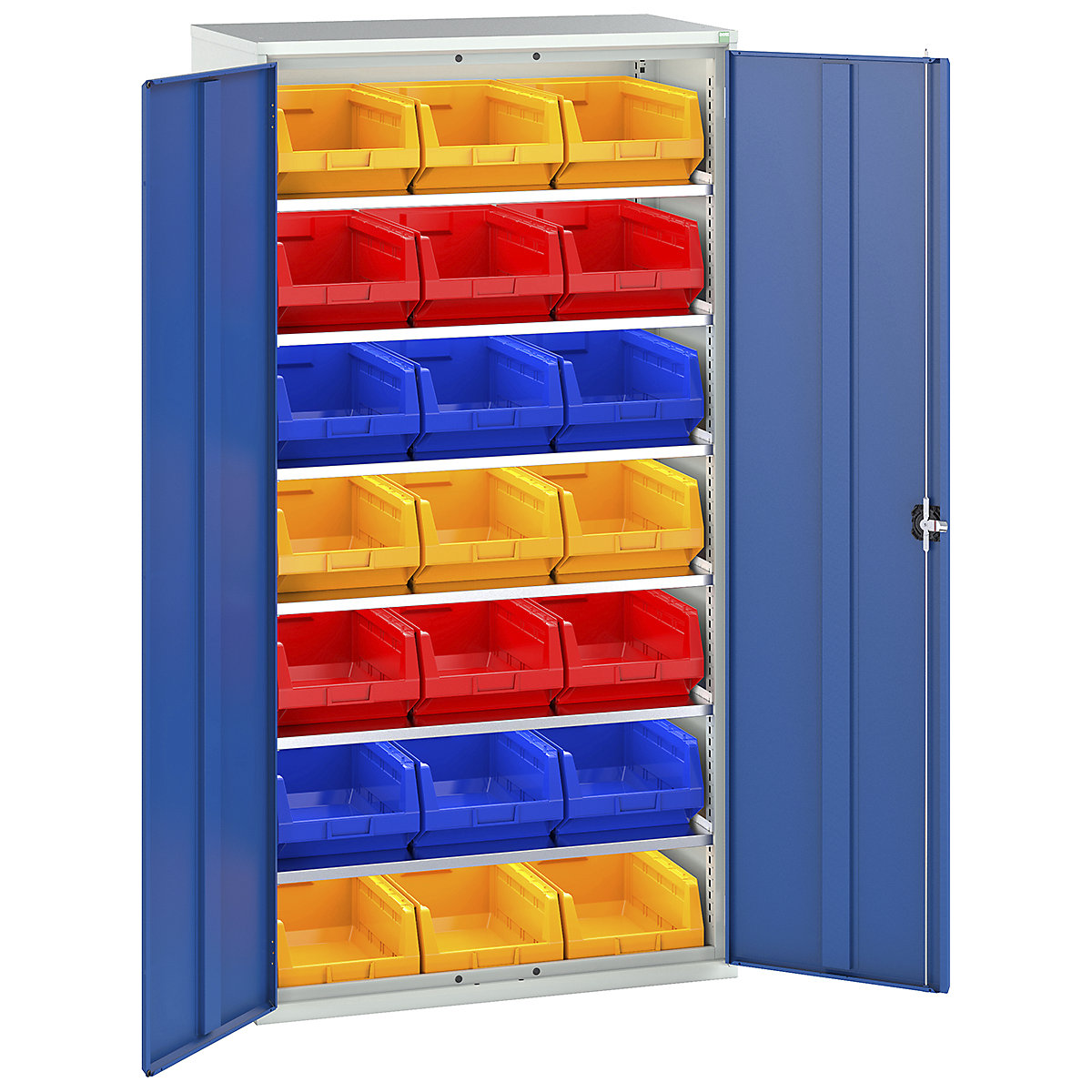 Bott Verso Bin Cupboards, Bott Verso Bin Cupboards, Bott Verso Bin Cupboard | 2000h x 1050w x 550d mm | 6 Shelves | 21 x No. 5 Bins | Blue-0
