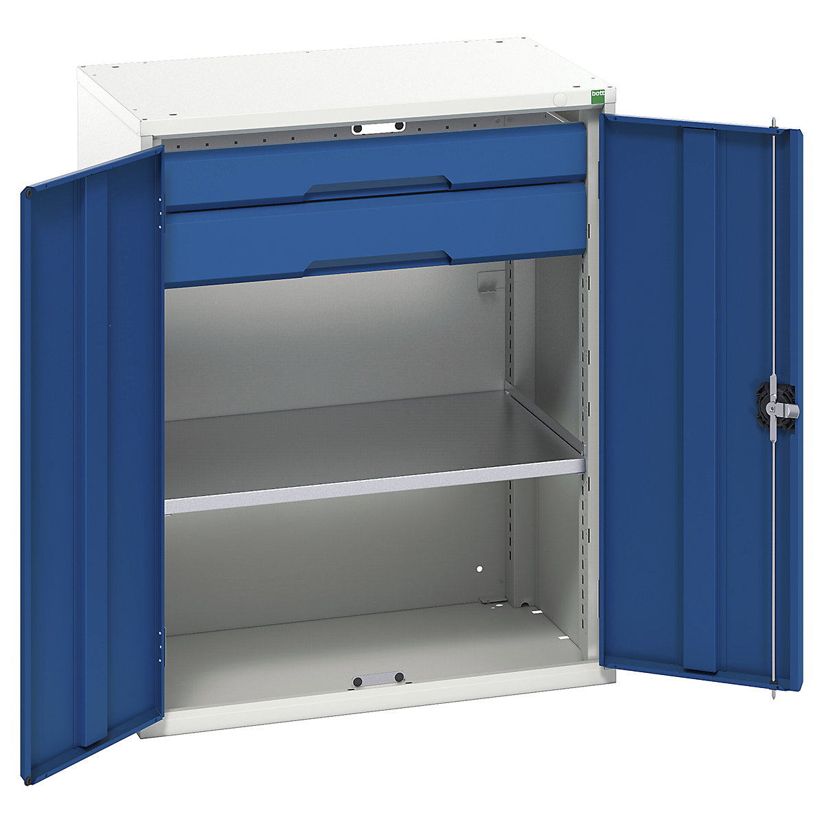 Bott Verso Kitted Cupboards, Bott Verso Kitted Cupboards, Bott Verso Kitted Cupboard | 1000h x 800w x 550d mm | 2 Drawers | 1 Shelf | Blue-0