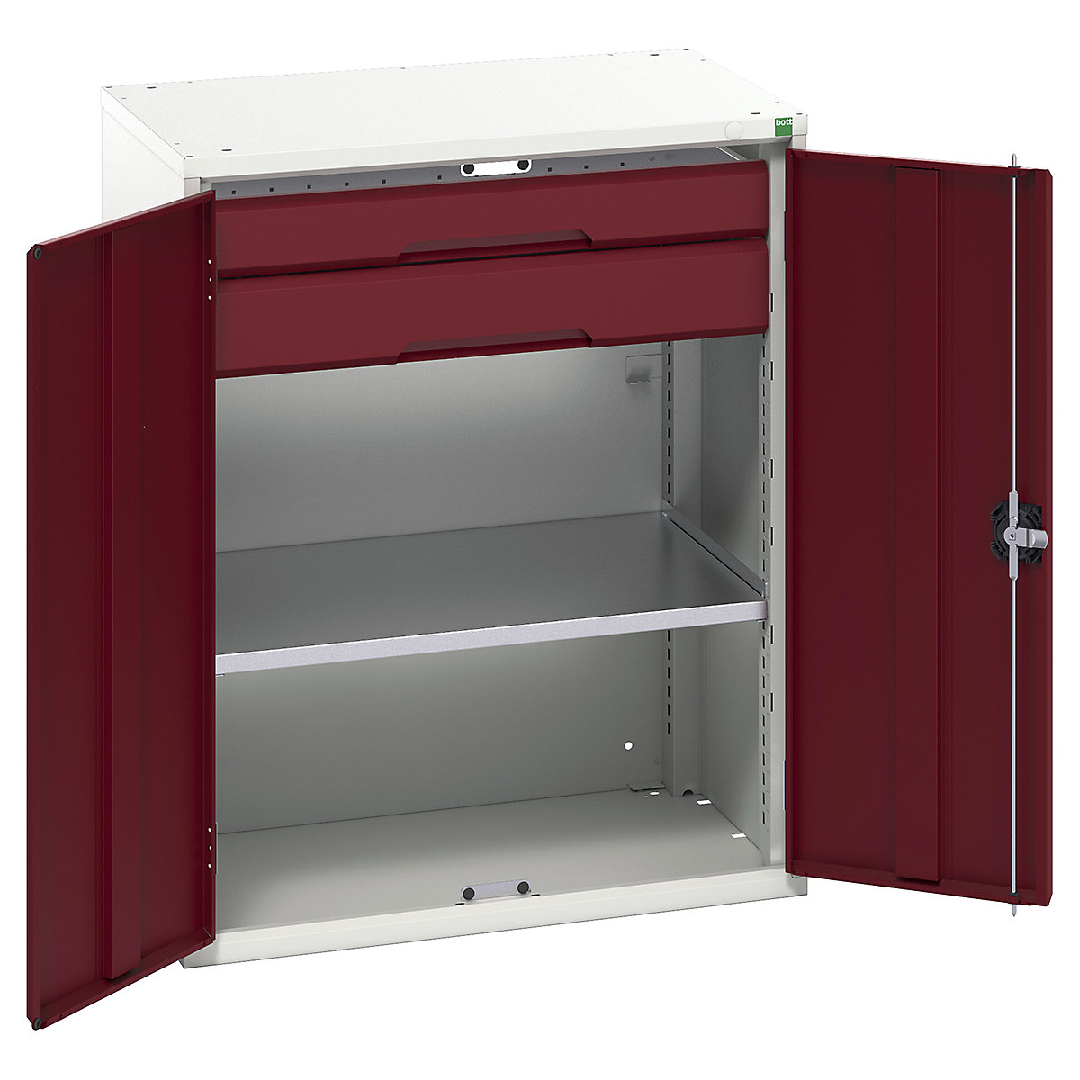 Bott Verso Kitted Cupboards, Bott Verso Kitted Cupboards, Bott Verso Kitted Cupboard | 1000h x 800w x 550d mm | 2 Drawers | 1 Shelf | Red-0