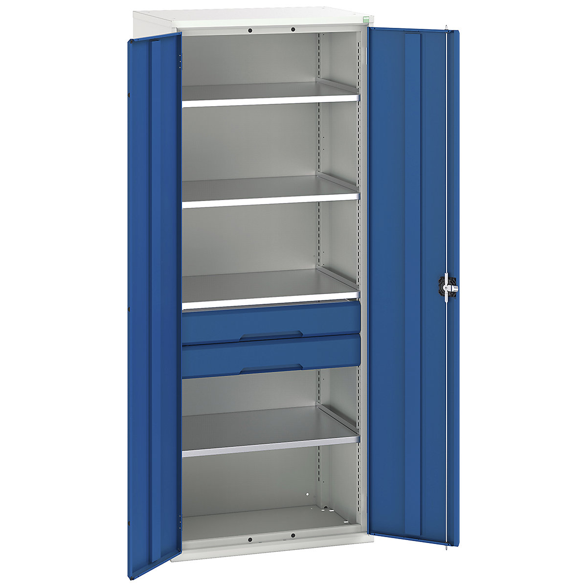 Bott Verso Kitted Cupboards, Bott Verso Kitted Cupboards, Bott Verso Kitted Cupboard | 2000h x 800w x 550d mm | 2 Drawers | 4 Shelves | Blue-0