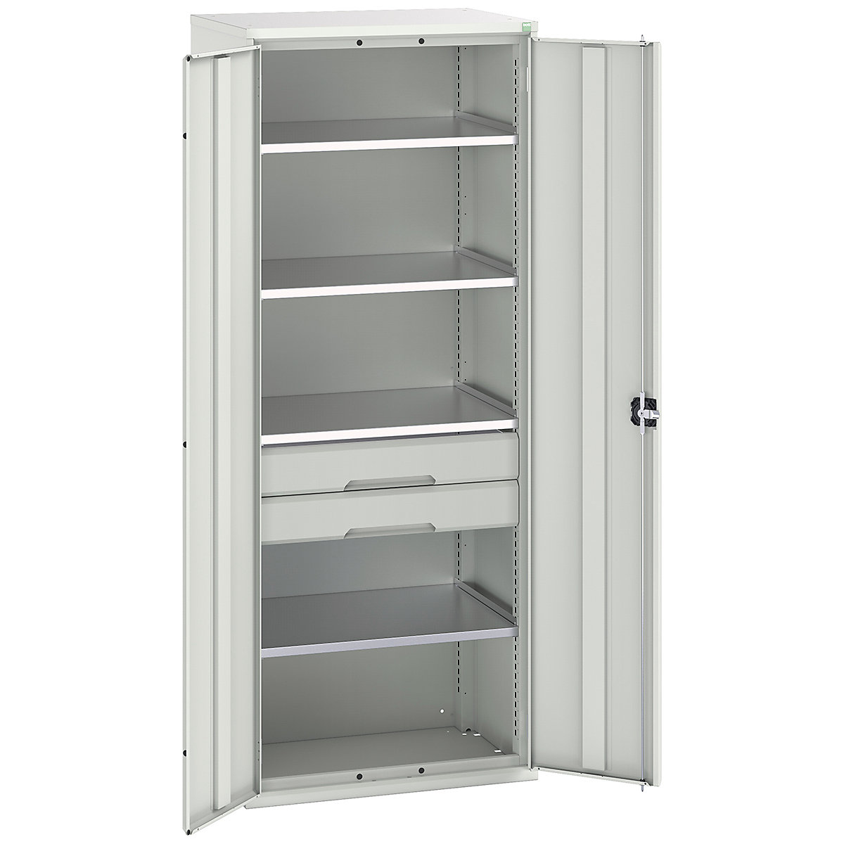 Bott Verso Kitted Cupboards, Bott Verso Kitted Cupboards, Bott Verso Kitted Cupboard | 2000h x 800w x 550d mm | 2 Drawers | 4 Shelves | Light Grey-0