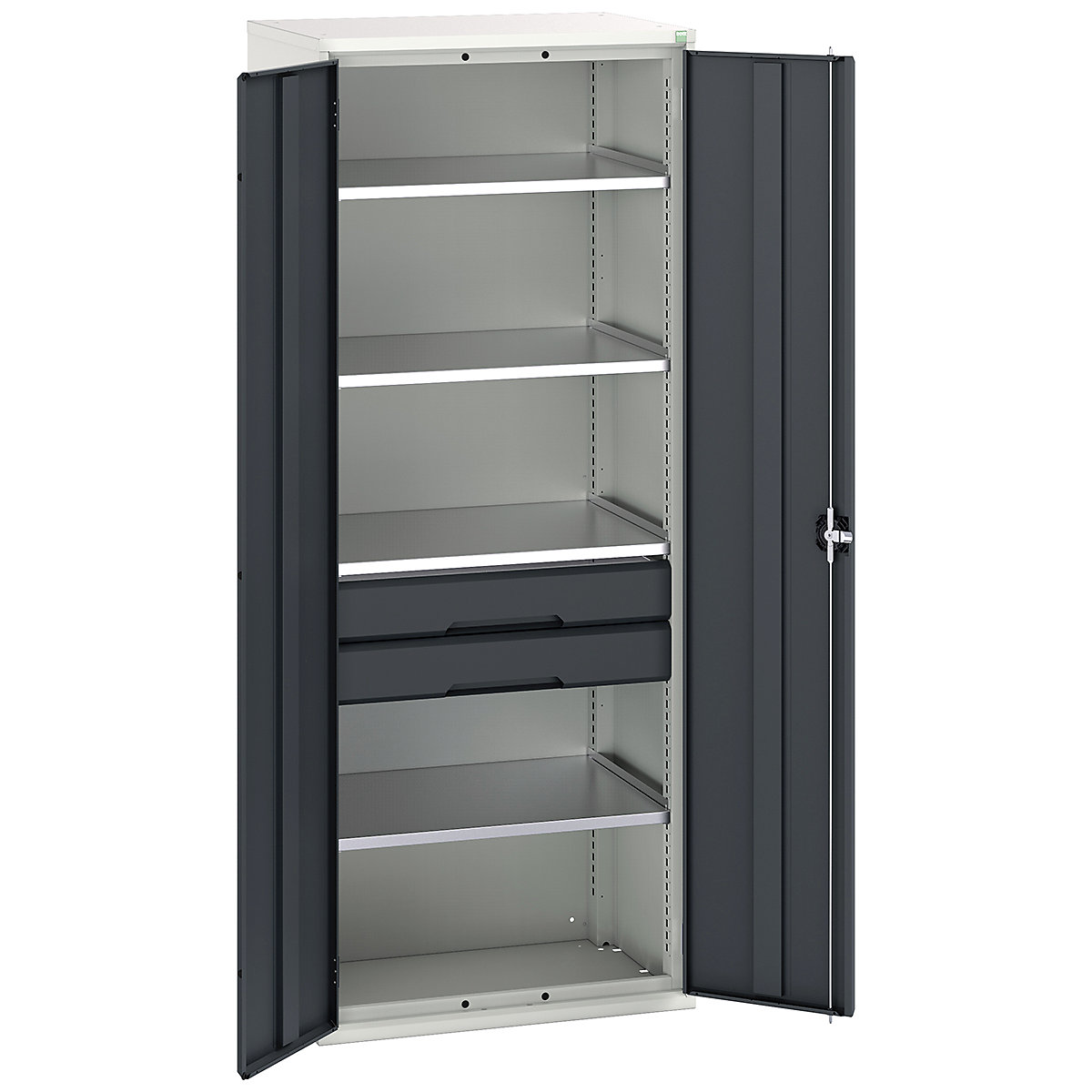 Bott Verso Kitted Cupboards, Bott Verso Kitted Cupboards, Bott Verso Kitted Cupboard | 2000h x 800w x 550d mm | 2 Drawers | 4 Shelves | Anthracite Grey-0