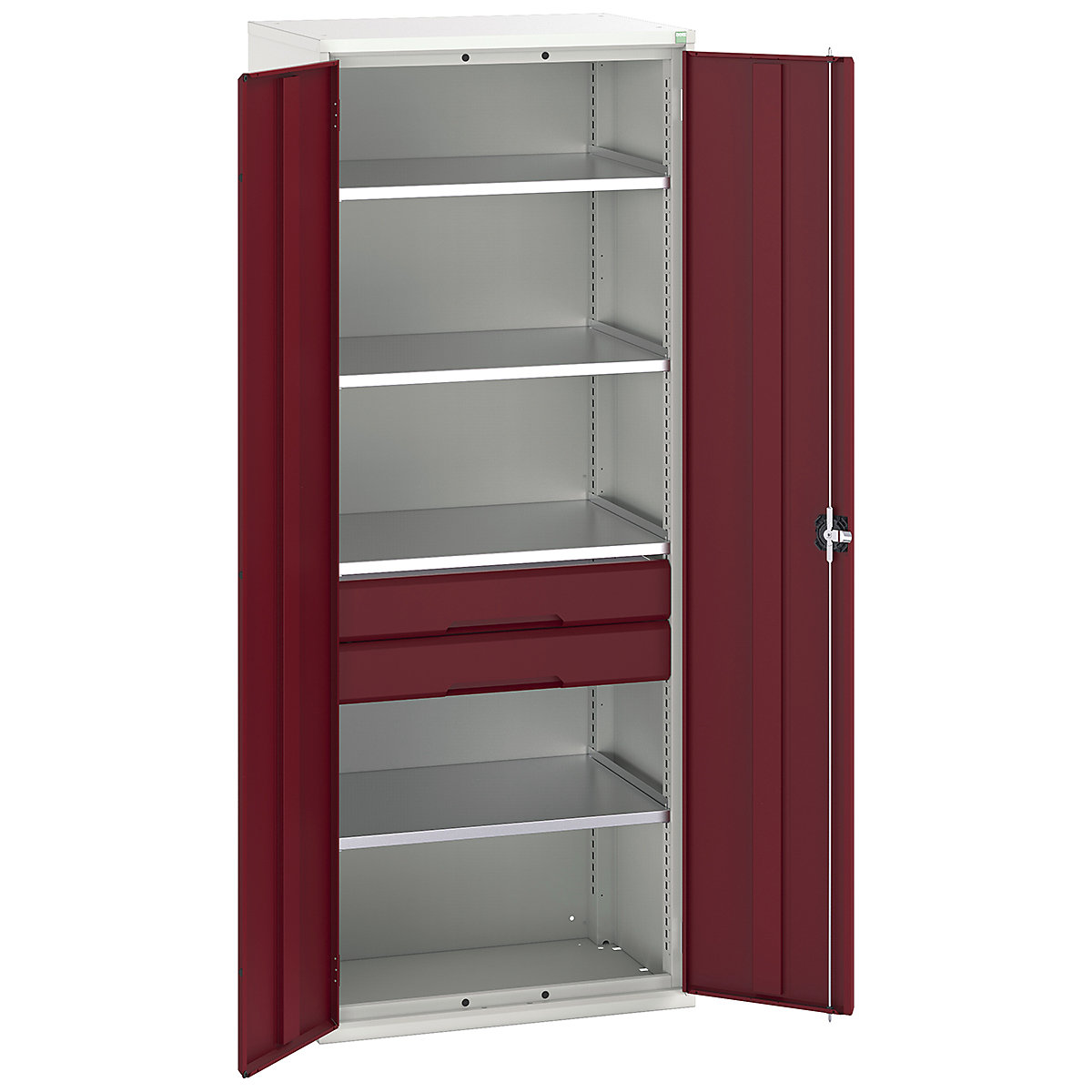 Bott Verso Kitted Cupboards, Bott Verso Kitted Cupboards, Bott Verso Kitted Cupboard | 2000h x 800w x 550d mm | 2 Drawers | 4 Shelves | Red-0