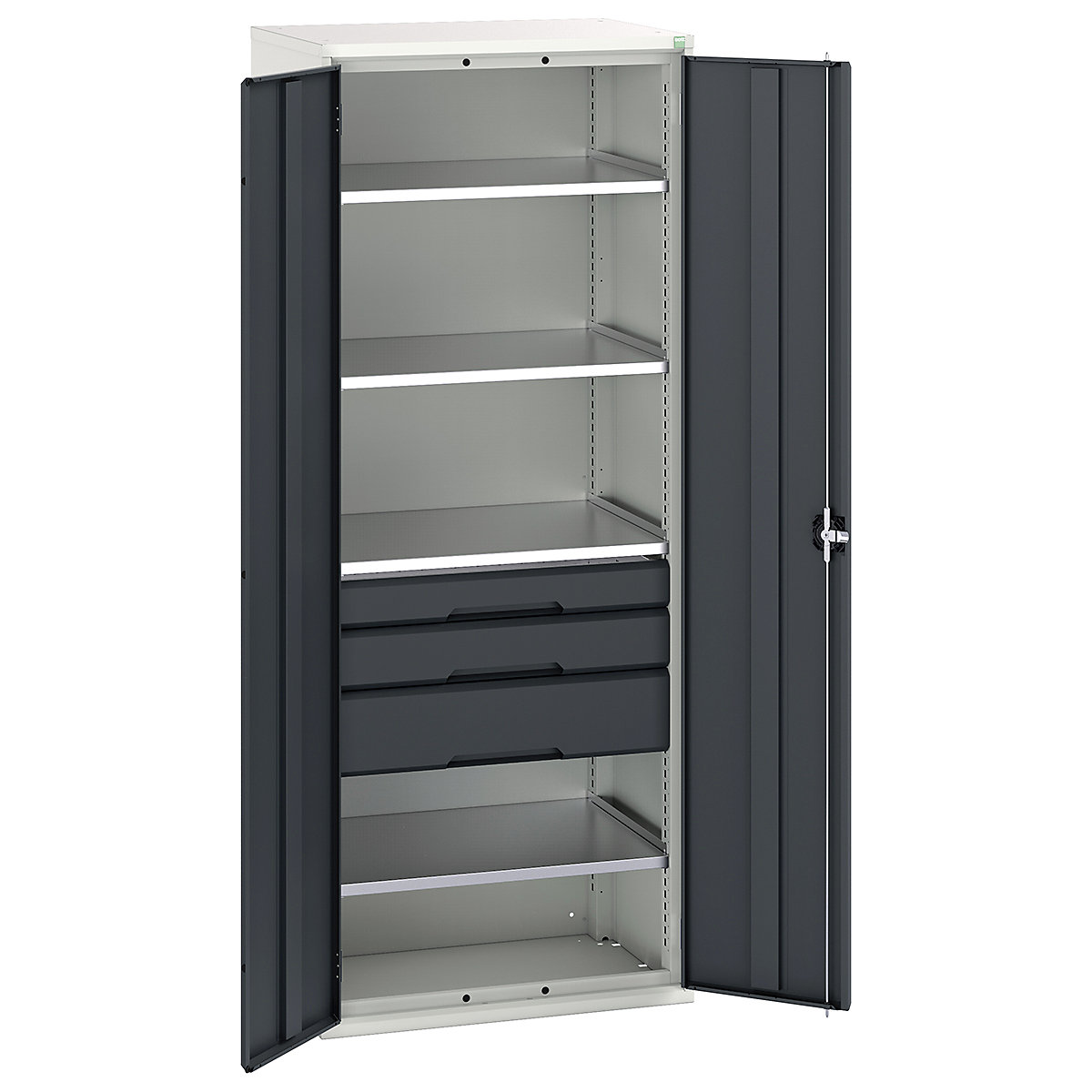 Bott Verso Kitted Cupboards, Bott Verso Kitted Cupboards, Bott Verso Kitted Cupboard | 2000h x 800w x 550d mm | 3 Drawers | 4 Shelves | Anthracite Grey-0