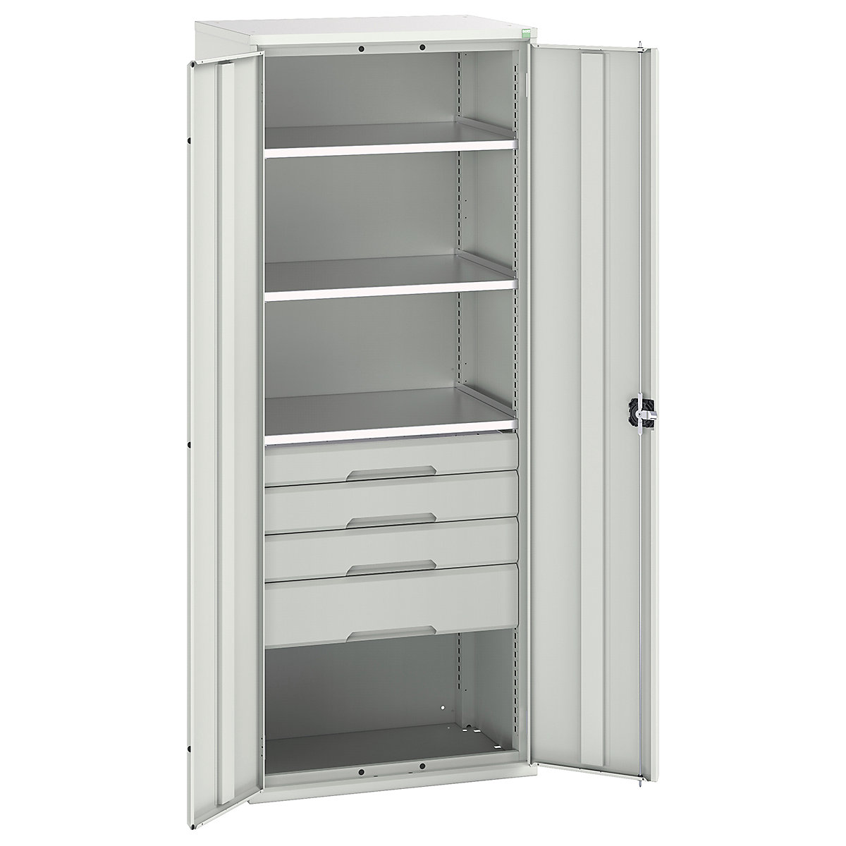 Bott Verso Kitted Cupboards, Bott Verso Kitted Cupboards, Bott Verso Kitted Cupboard | 2000h x 800w x 550d mm | 4 Drawers | 3 Shelves | Light Grey-0