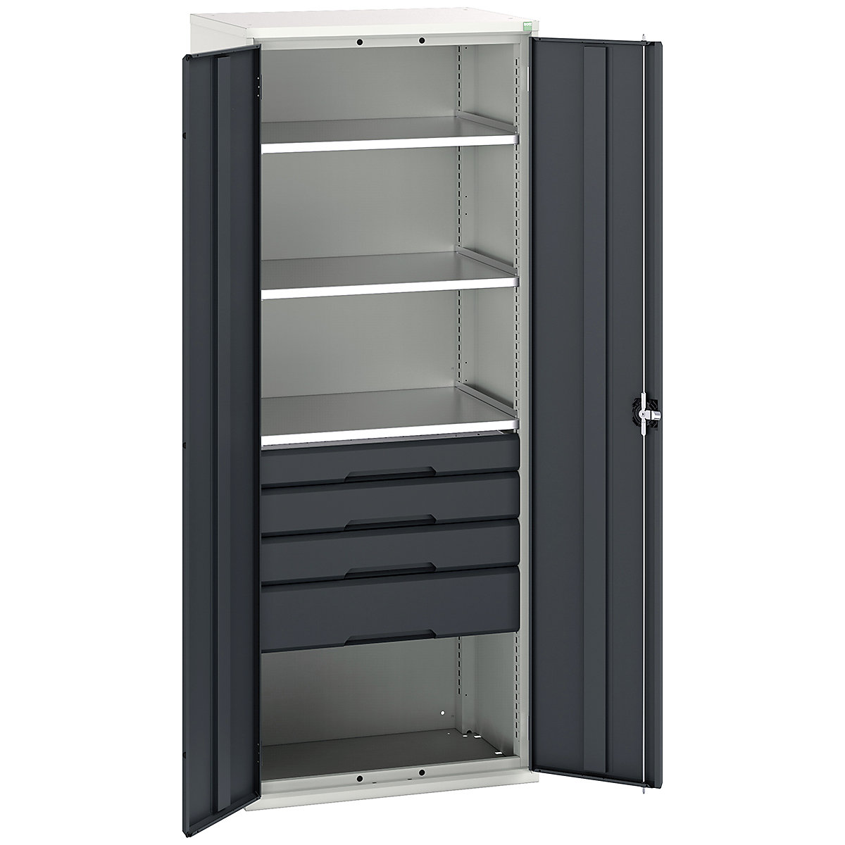 Bott Verso Kitted Cupboards, Bott Verso Kitted Cupboards, Bott Verso Kitted Cupboard | 2000h x 800w x 550d mm | 4 Drawers | 3 Shelves | Anthracite Grey-0