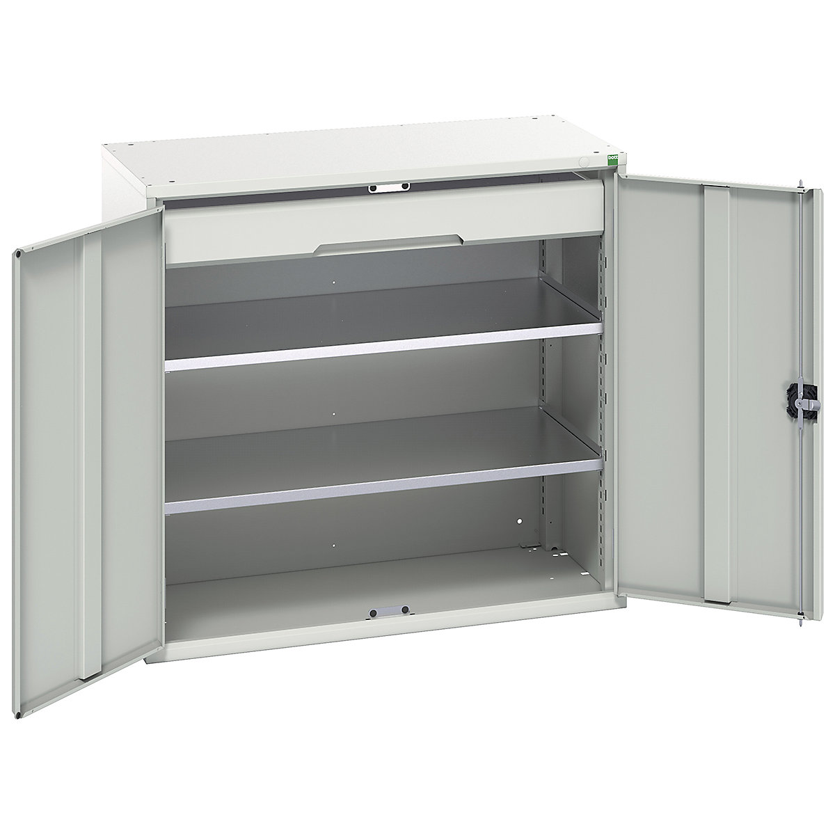 Bott Verso Kitted Cupboards, Bott Verso Kitted Cupboards, Bott Verso Kitted Cupboard | 1000h x 1050w x 550d mm | 1 Drawer | 2 Shelves | Light Grey-0