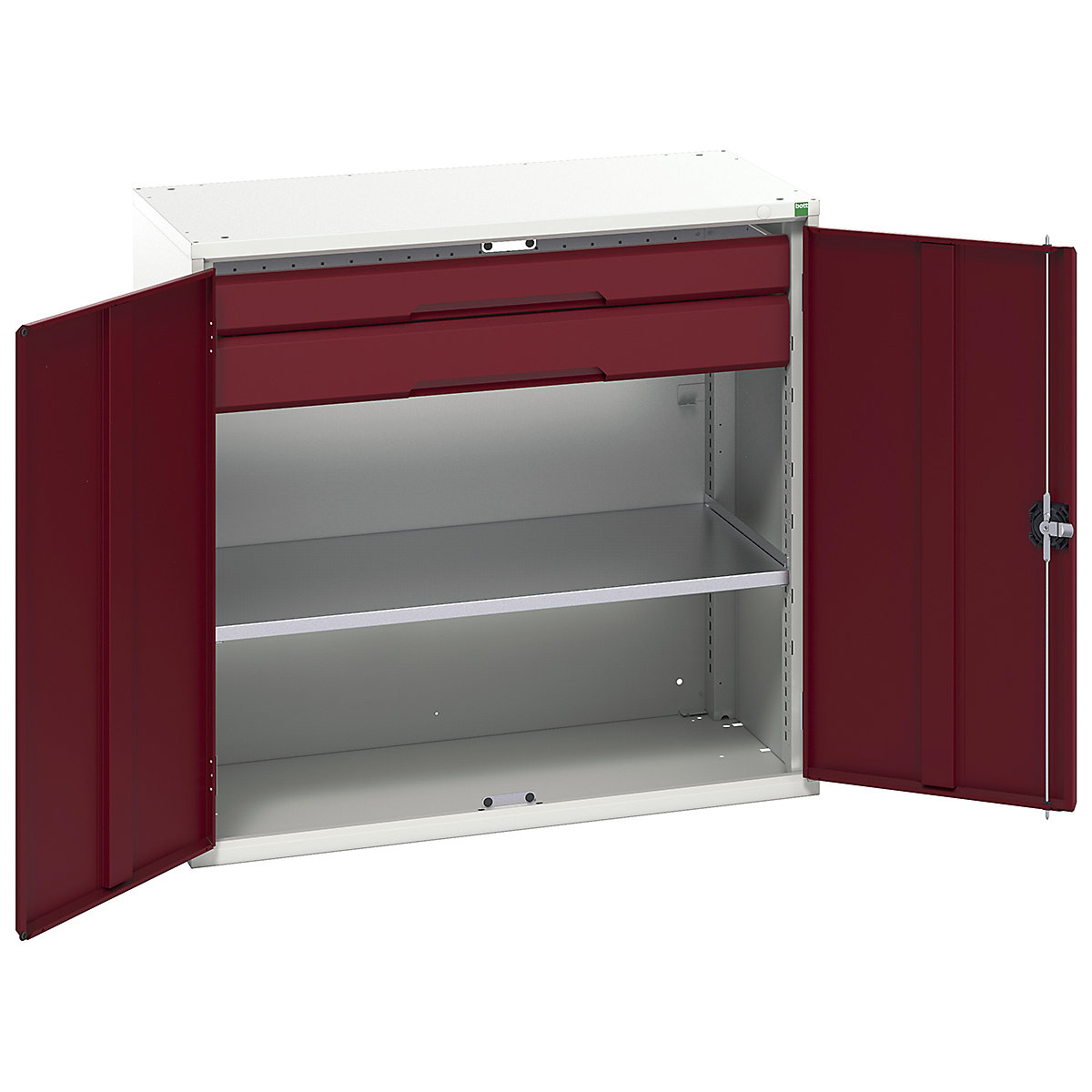 Bott Verso Kitted Cupboards, Bott Verso Kitted Cupboards, Bott Verso Kitted Cupboard | 1000h x 1050w x 550d mm | 2 Drawers | 1 Shelf | Red-0