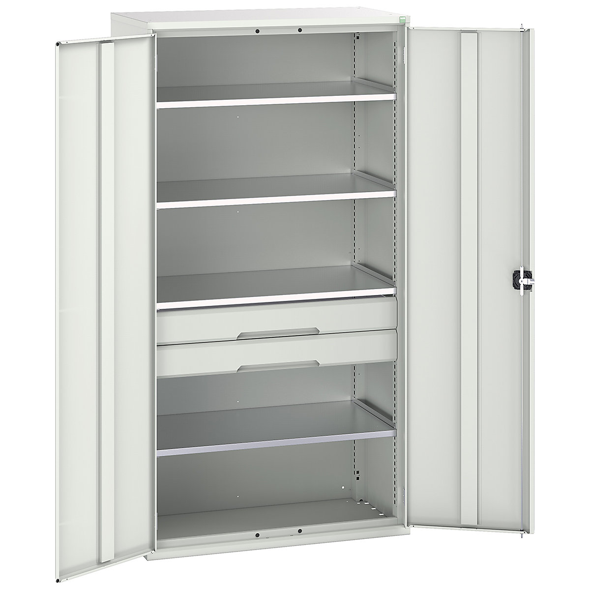 Bott Verso Kitted Cupboards, Bott Verso Kitted Cupboards, Bott Verso Kitted Cupboard | 2000h x 1050w x 550d mm | 2 Drawers | 4 Shelves | Light Grey-0