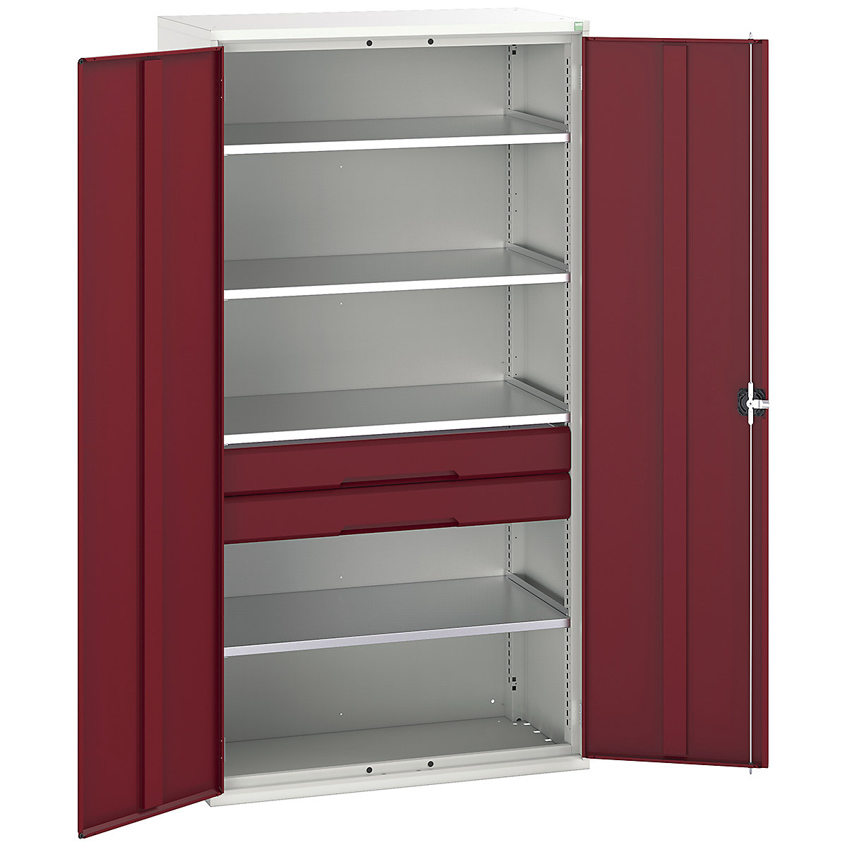 Bott Verso Kitted Cupboards, Bott Verso Kitted Cupboards, Bott Verso Kitted Cupboard | 2000h x 1050w x 550d mm | 2 Drawers | 4 Shelves | Red-0