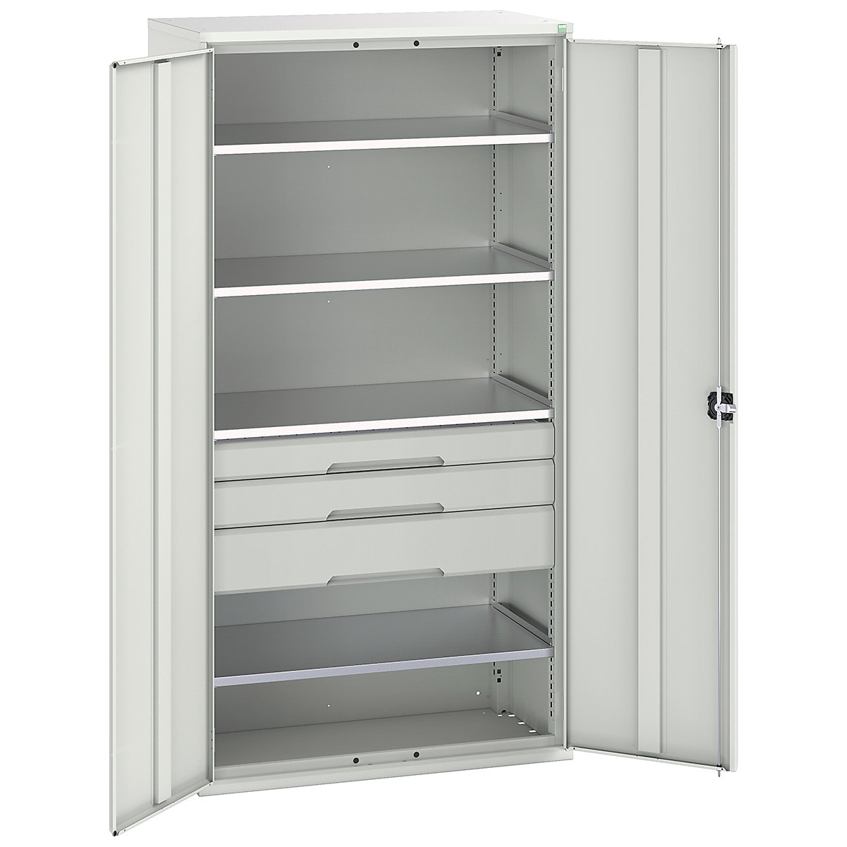 Bott Verso Kitted Cupboards, Bott Verso Kitted Cupboards, Bott Verso Kitted Cupboard | 2000h x 1050w x 550d mm | 3 Drawers | 4 Shelves | Light Grey-0