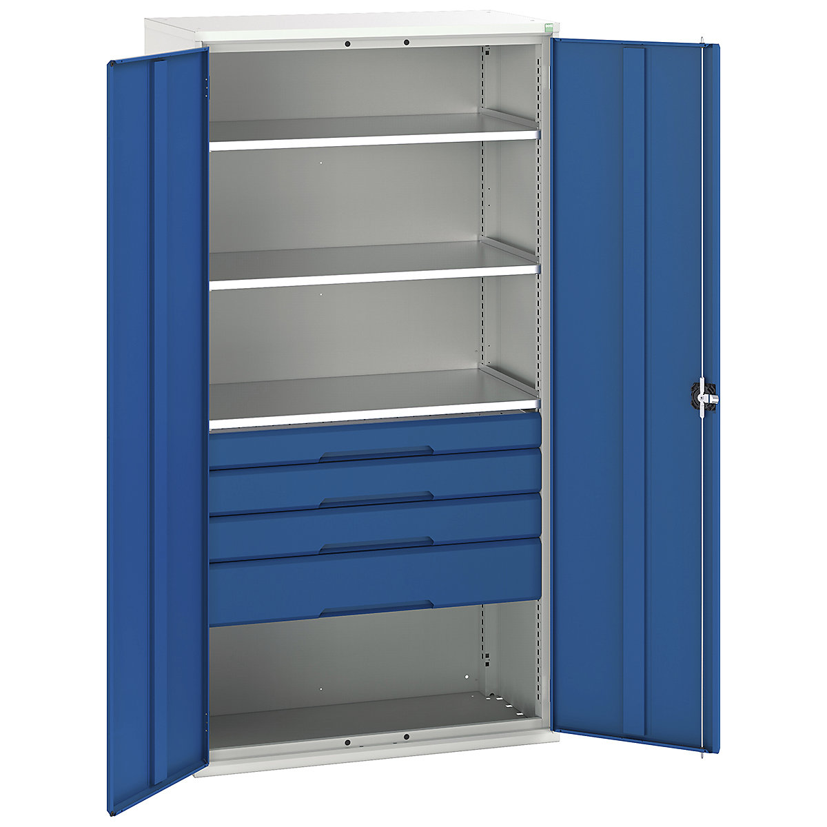 Bott Verso Kitted Cupboards, Bott Verso Kitted Cupboards, Bott Verso Kitted Cupboard | 2000h x 1050w x 550d mm | 4 Drawers | 3 Shelves | Blue-0