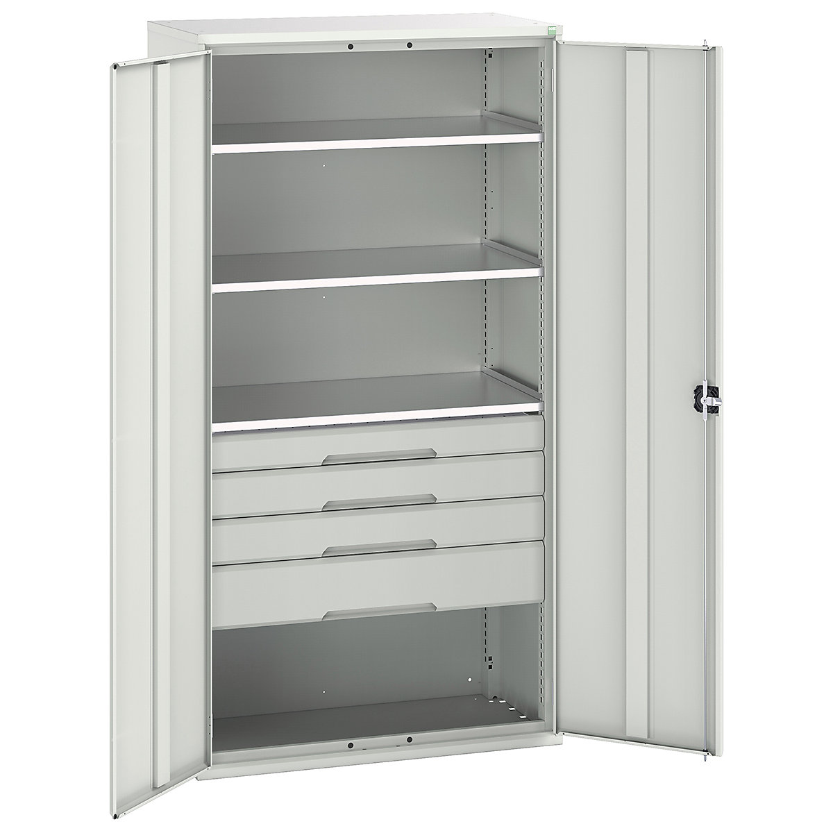 Bott Verso Kitted Cupboards, Bott Verso Kitted Cupboards, Bott Verso Kitted Cupboard | 2000h x 1050w x 550d mm | 4 Drawers | 3 Shelves | Light Grey-0