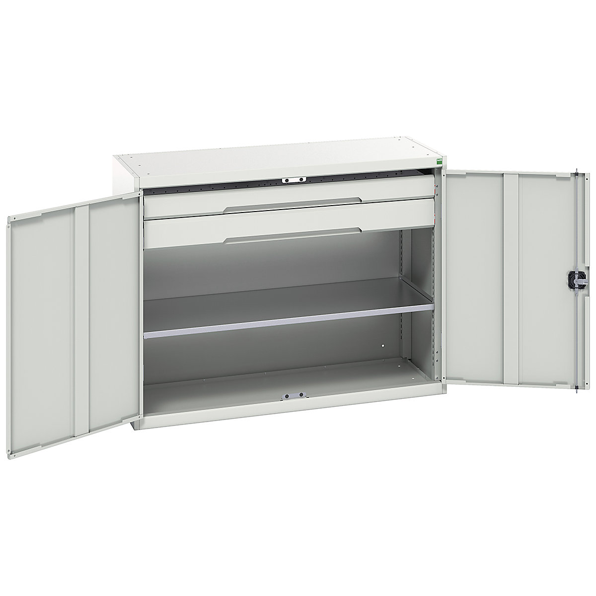 Bott Verso Kitted Cupboards, Bott Verso Kitted Cupboards, Bott Verso Kitted Cupboard | 1000h x 1300w x 550d mm | 2 Drawers | 1 Shelf | Light Grey-0