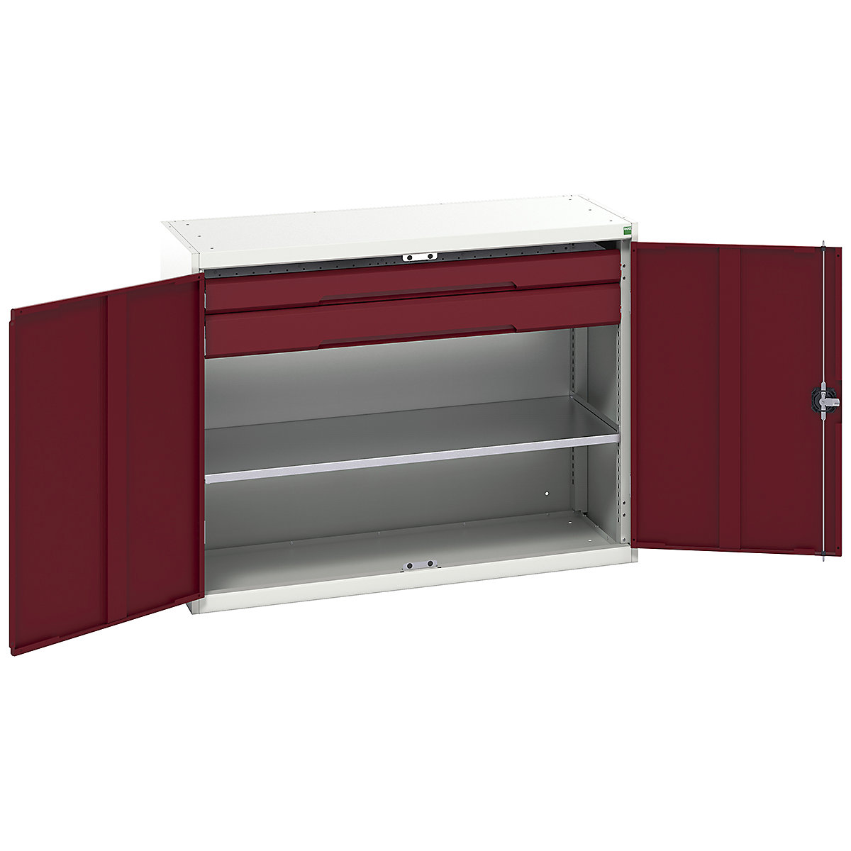 Bott Verso Kitted Cupboards, Bott Verso Kitted Cupboards, Bott Verso Kitted Cupboard | 1000h x 1300w x 550d mm | 2 Drawers | 1 Shelf | Red-0