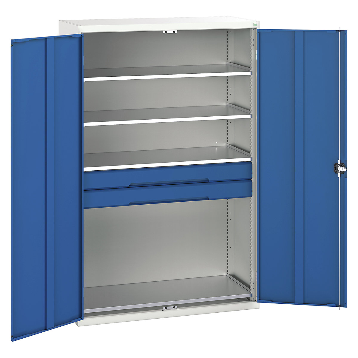 Bott Verso Kitted Cupboards, Bott Verso Kitted Cupboards, Bott Verso Kitted Cupboard | 2000h x 1300w x 550d mm | 2 Drawers | 4 Shelves | Blue-0