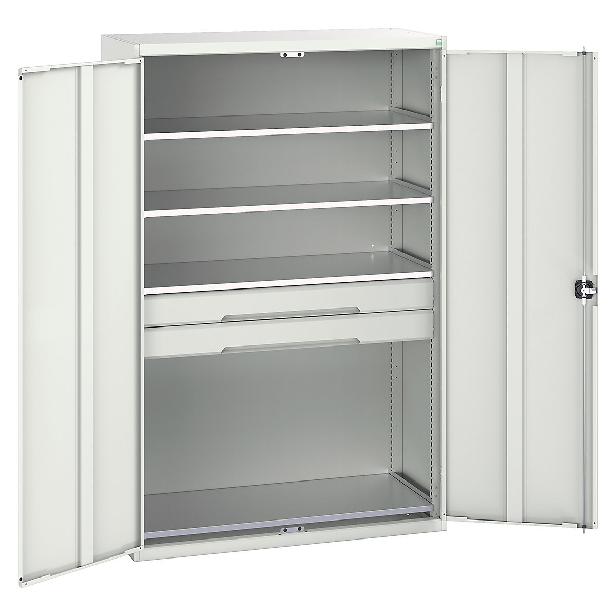 Bott Verso Kitted Cupboards, Bott Verso Kitted Cupboards, Bott Verso Kitted Cupboard | 2000h x 1300w x 550d mm | 2 Drawers | 4 Shelves | Light Grey-0