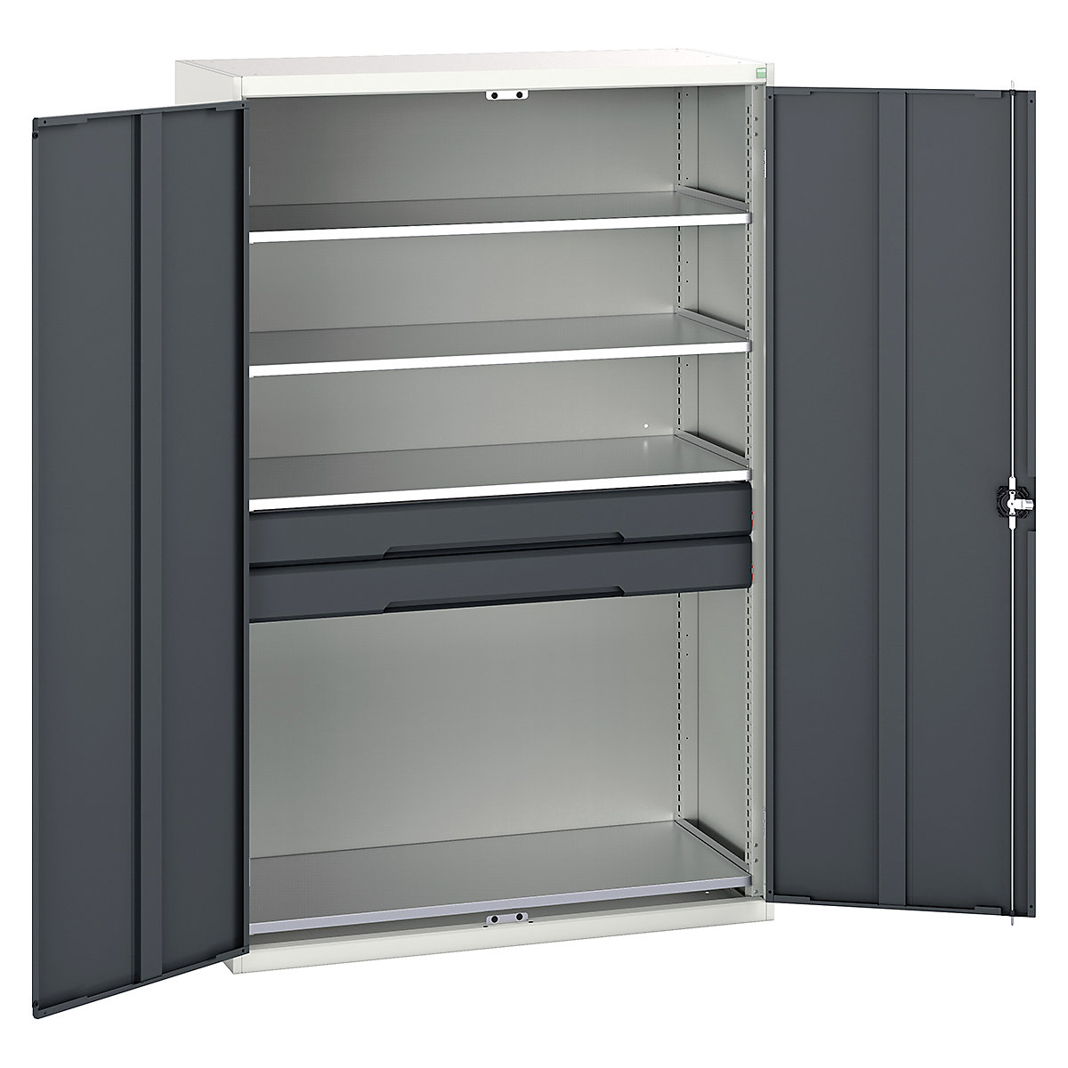 Bott Verso Kitted Cupboards, Bott Verso Kitted Cupboards, Bott Verso Kitted Cupboard | 2000h x 1300w x 550d mm | 2 Drawers | 4 Shelves | Anthracite Grey-0