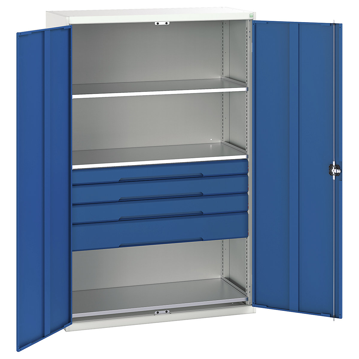 Bott Verso Kitted Cupboards, Bott Verso Kitted Cupboards, Bott Verso Kitted Cupboard | 2000h x 1300w x 550d mm | 4 Drawers | 3 Shelves | Blue-0