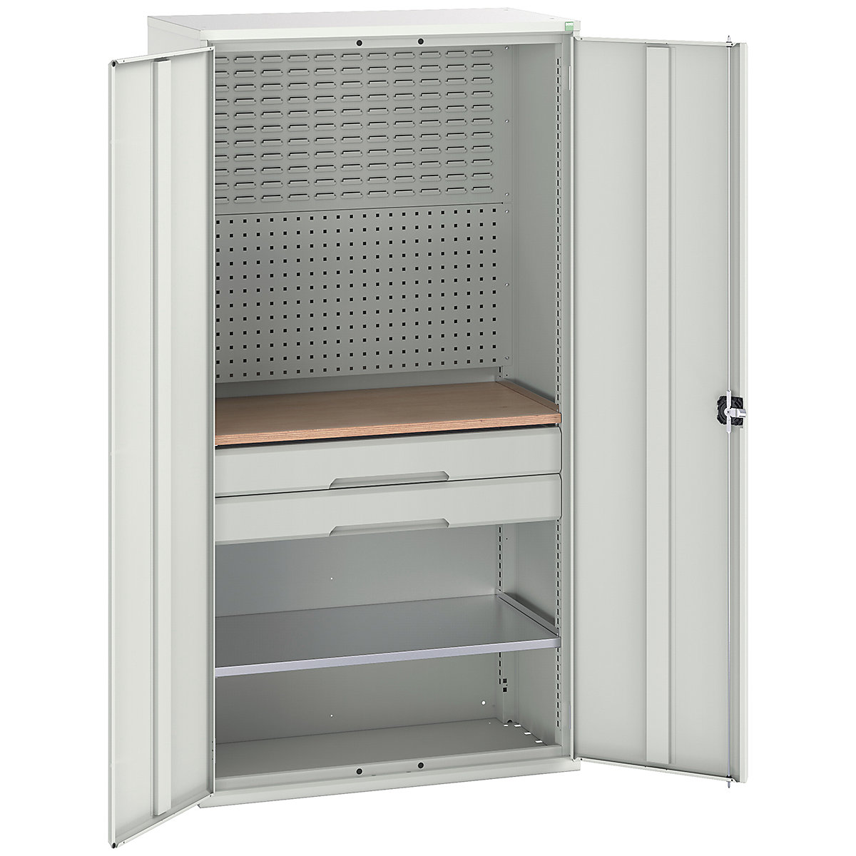 Bott Verso Mini Workshop Cupboards, Bott Verso Mini Workshop Cupboards, Bott Verso Mini Workshop Cupboard | 2000h x 1050w x 550d mm | 2 Drawers, 1 Shelf & Multiplex Shelf | Light Grey-0
