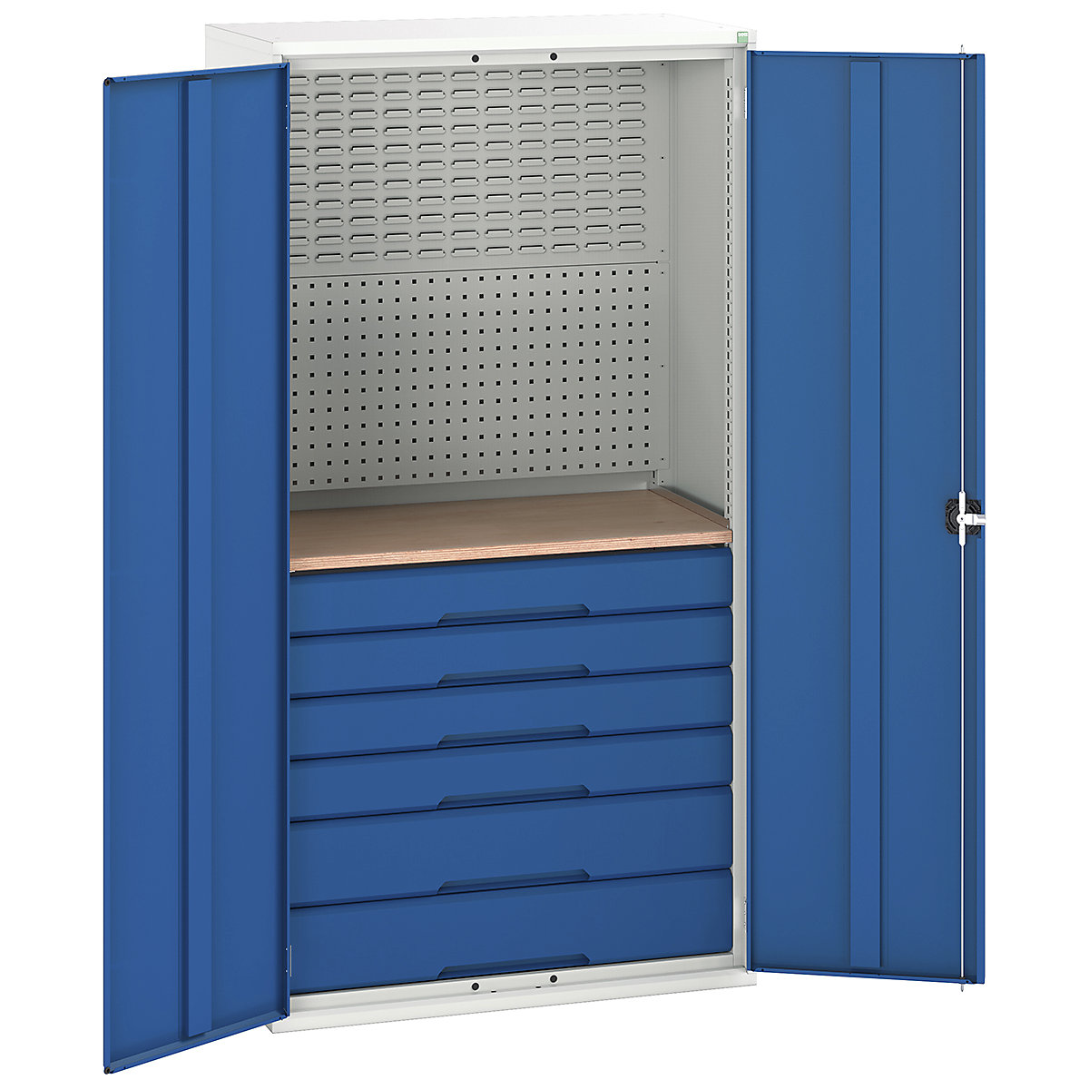 Bott Verso Mini Workshop Cupboards, Bott Verso Mini Workshop Cupboards, Bott Verso Mini Workshop Cupboard | 2000h x 1050w x 550d mm | 6 Drawers & 1 Multiplex Shelf | Blue-0