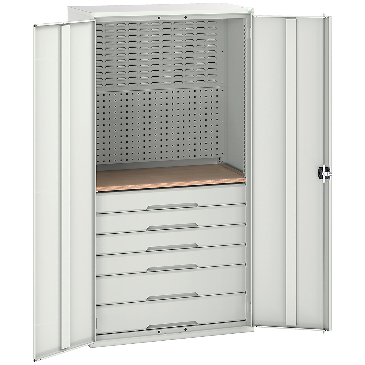 Bott Verso Mini Workshop Cupboards, Bott Verso Mini Workshop Cupboards, Bott Verso Mini Workshop Cupboard | 2000h x 1050w x 550d mm | 6 Drawers & 1 Multiplex Shelf | Light Grey-0