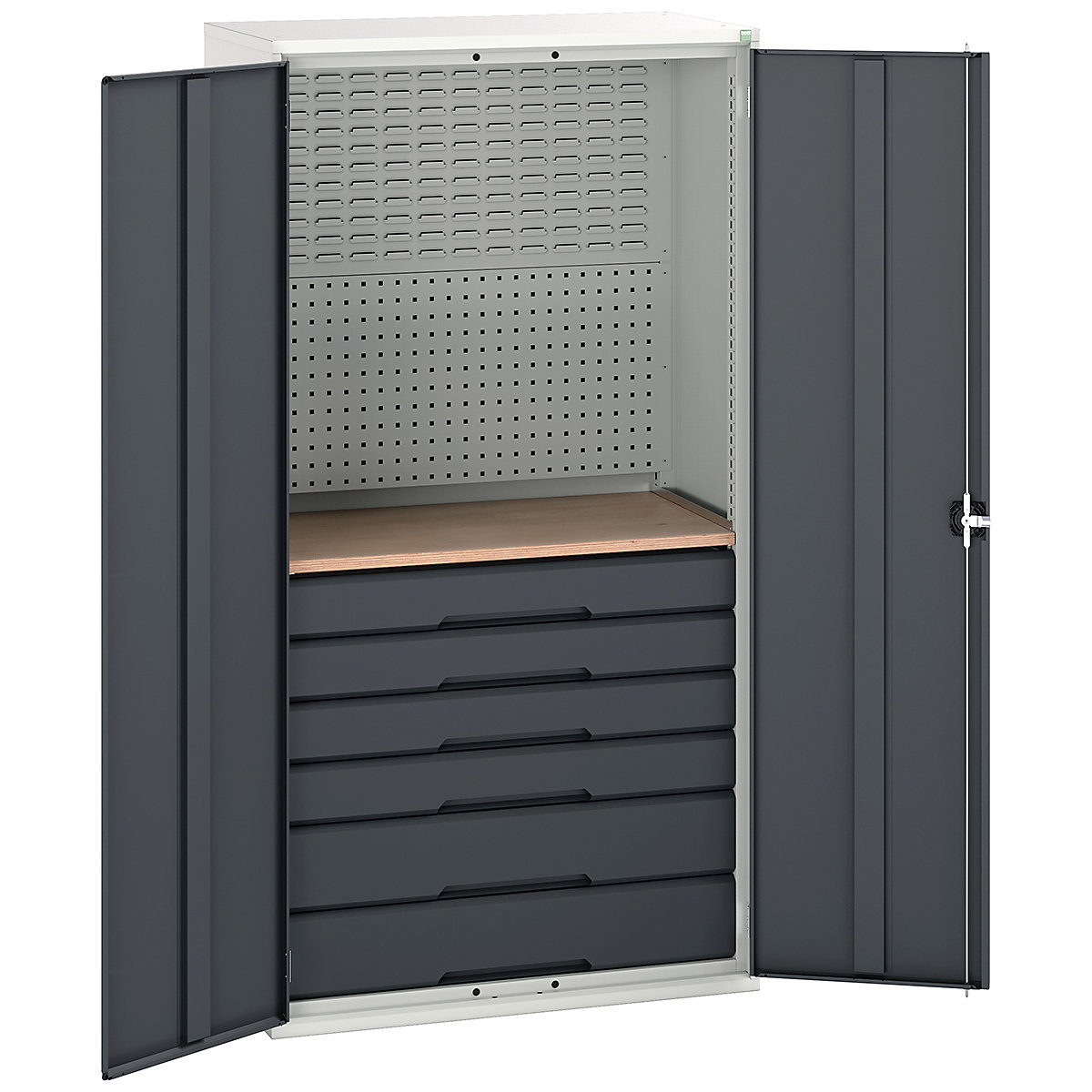 Bott Verso Mini Workshop Cupboards, Bott Verso Mini Workshop Cupboards, Bott Verso Mini Workshop Cupboard | 2000h x 1050w x 550d mm | 6 Drawers & 1 Multiplex Shelf | Anthracite Grey-0