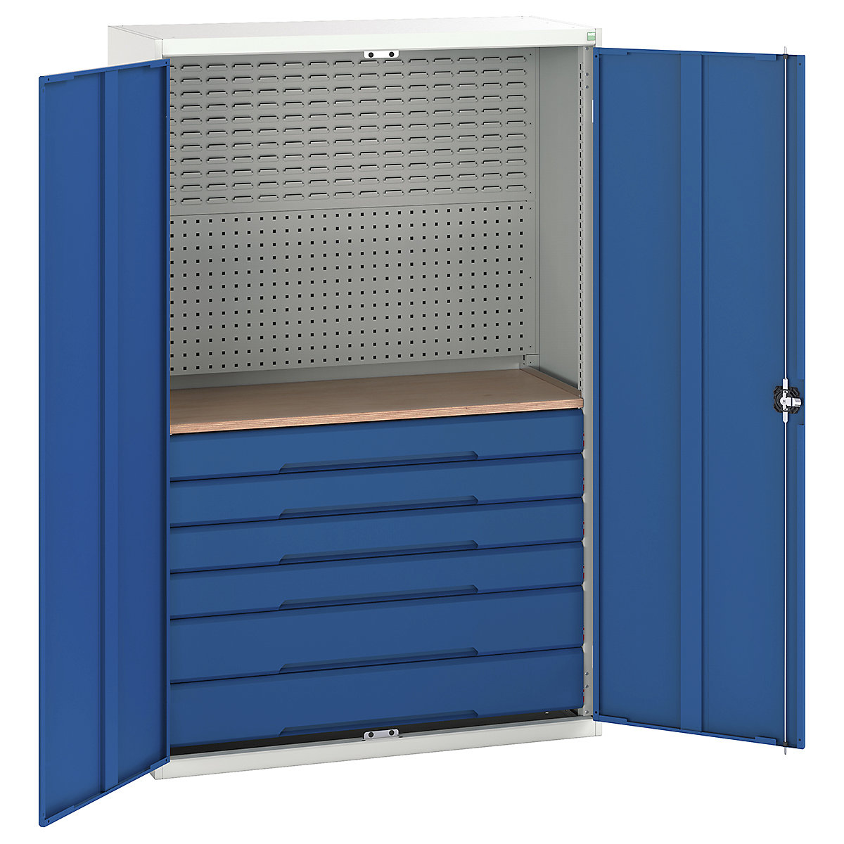 Bott Verso Mini Workshop Cupboards, Bott Verso Mini Workshop Cupboards, Bott Verso Mini Workshop Cupboard | 2000h x 1300w x 550d mm | 6 Drawers & 1 Multiplex Shelf | Blue-0