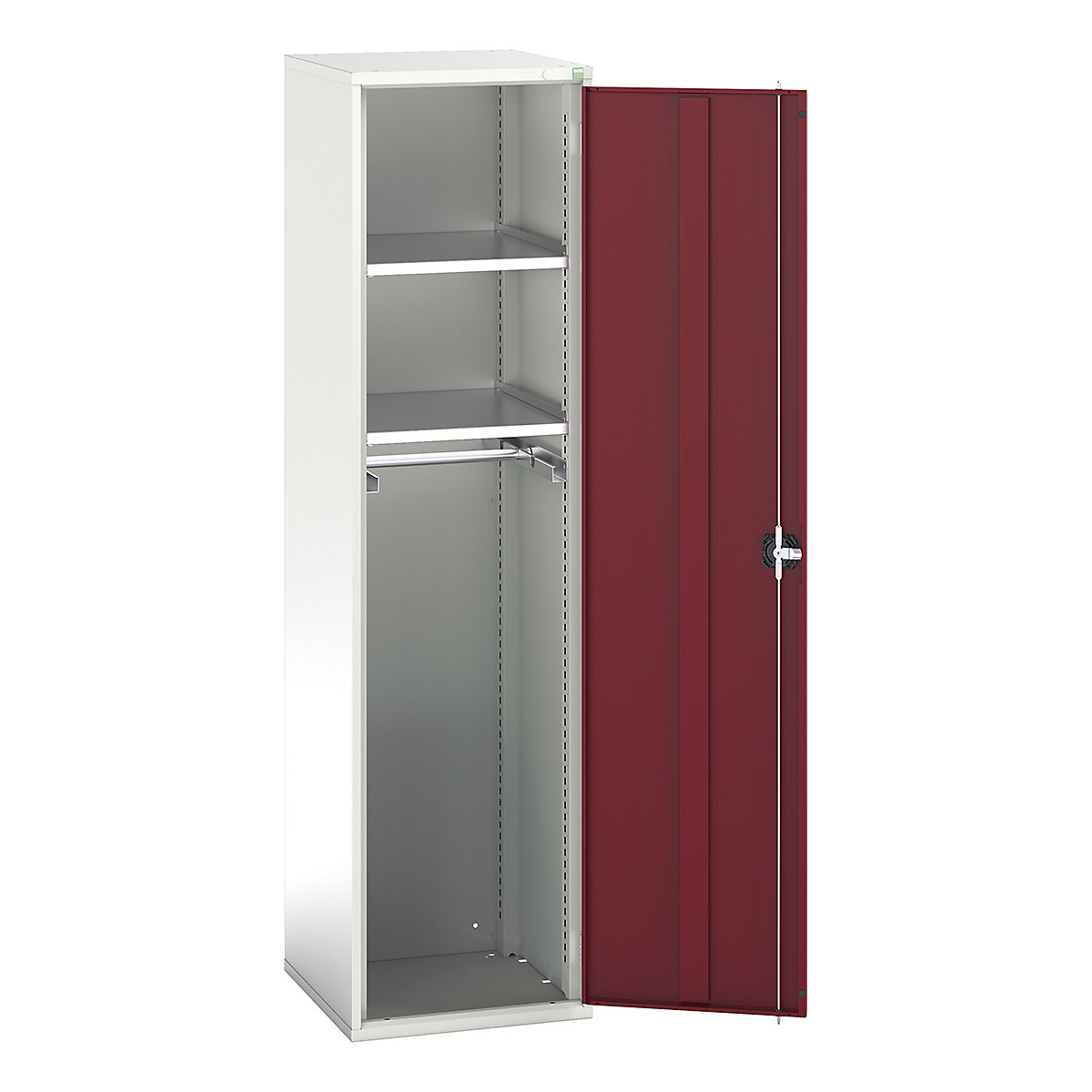 Bott Verso Workshop PPE Cupboards, Bott Verso Workshop PPE Cupboards, Bott Verso Workshop PPE Cupboards | 2000h x 525w x 550d mm | 2 Shelves | 1 Rail | Plain Doors | Red-0