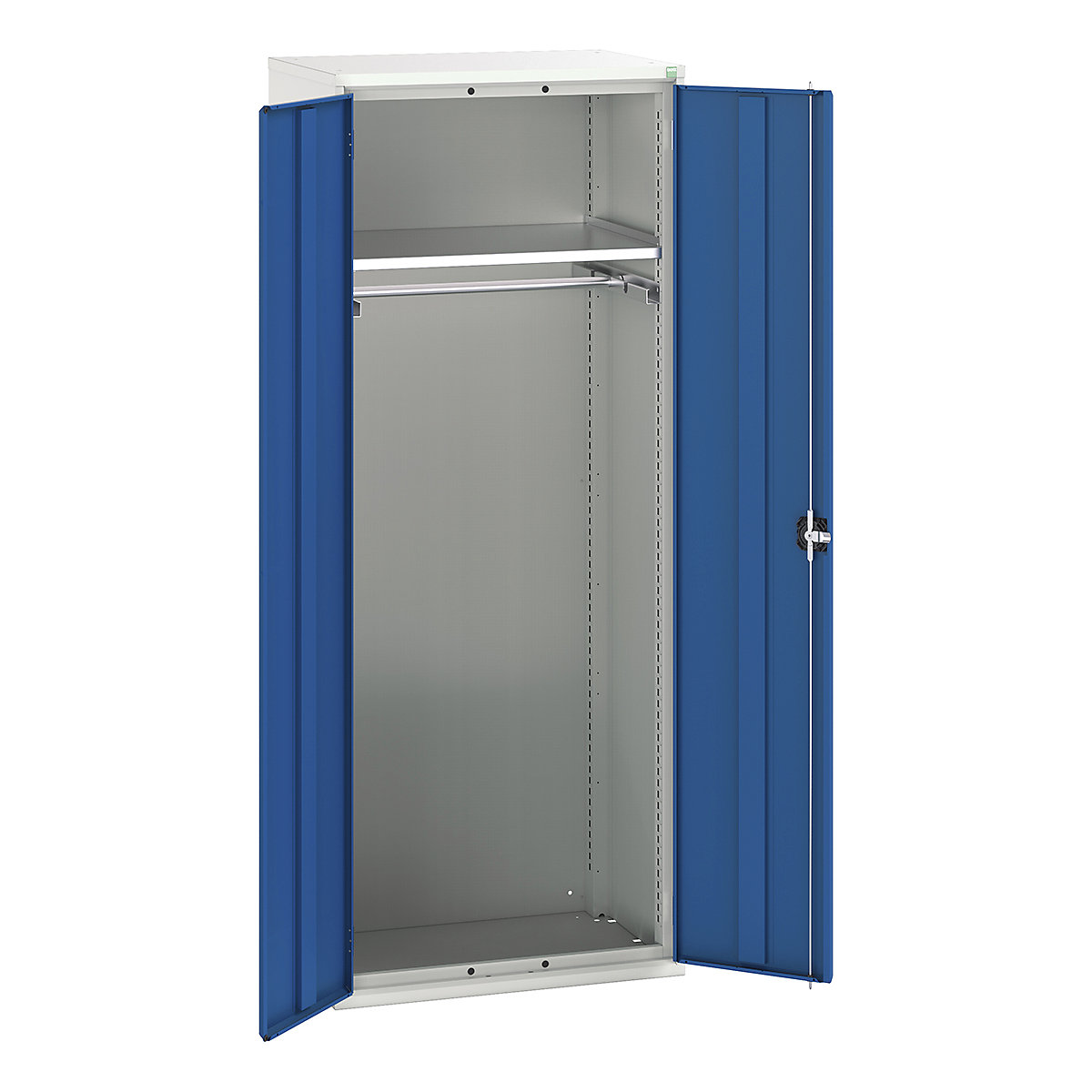 Bott Verso Workshop PPE Cupboards, Bott Verso Workshop PPE Cupboards, Bott Verso Workshop PPE Cupboards | 2000h x 800w x 550d mm | 1 Shelf | 1 Rail | Plain Doors | Blue-0