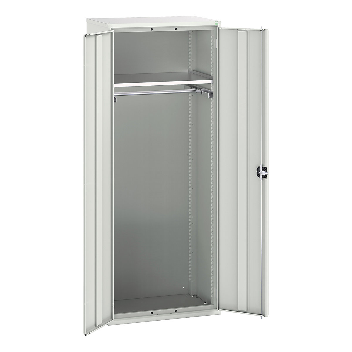 Bott Verso Workshop PPE Cupboards, Bott Verso Workshop PPE Cupboards, Bott Verso Workshop PPE Cupboards | 2000h x 800w x 550d mm | 1 Shelf | 1 Rail | Plain Doors | Light Grey-0