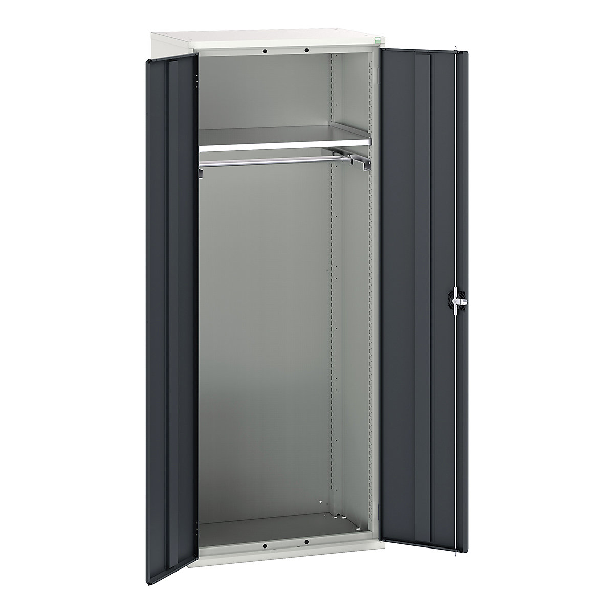 Bott Verso Workshop PPE Cupboards, Bott Verso Workshop PPE Cupboards, Bott Verso Workshop PPE Cupboards | 2000h x 800w x 550d mm | 1 Shelf | 1 Rail | Plain Doors | Anthracite Grey-0