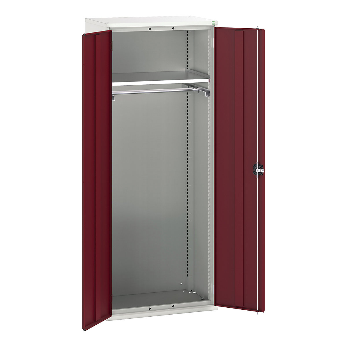 Bott Verso Workshop PPE Cupboards, Bott Verso Workshop PPE Cupboards, Bott Verso Workshop PPE Cupboards | 2000h x 800w x 550d mm | 1 Shelf | 1 Rail | Plain Doors | Red-0
