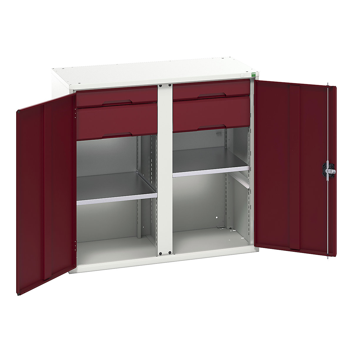 Bott Verso Workshop PPE Cupboards, Bott Verso Workshop PPE Cupboards, Bott Verso Workshop PPE Cupboards | 1000h x 1050w x 550d mm | 2 Shelves | 4 Drawers | Plain Doors | Red-0