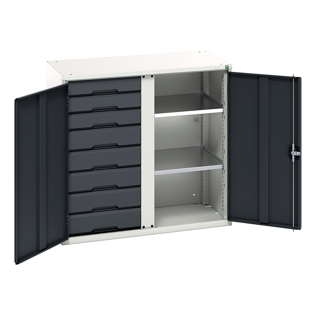 Bott Verso Workshop PPE Cupboards, Bott Verso Workshop PPE Cupboards, Bott Verso Workshop PPE Cupboards | 1000h x 1050w x 550d mm | 2 Shelves | 8 Drawers | Plain Doors | Anthracite Grey-0