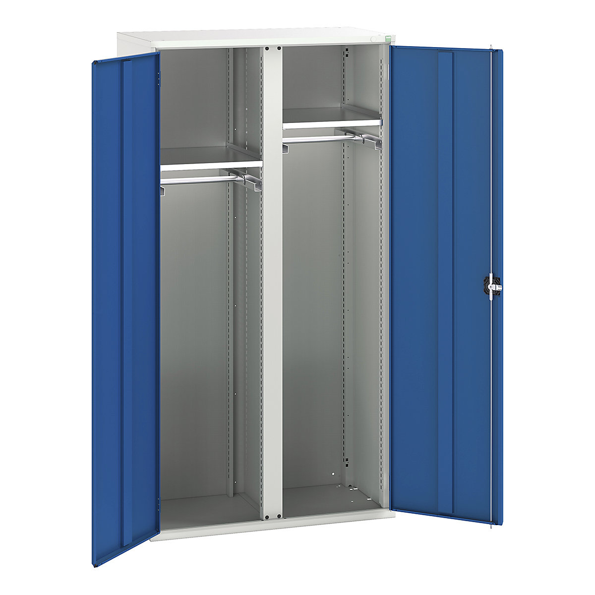 Bott Verso Workshop PPE Cupboards, Bott Verso Workshop PPE Cupboards, Bott Verso Workshop PPE Cupboards | 2000h x 1050w x 550d mm | 2 Shelves | 2 Rails | Plain Doors | Blue-0