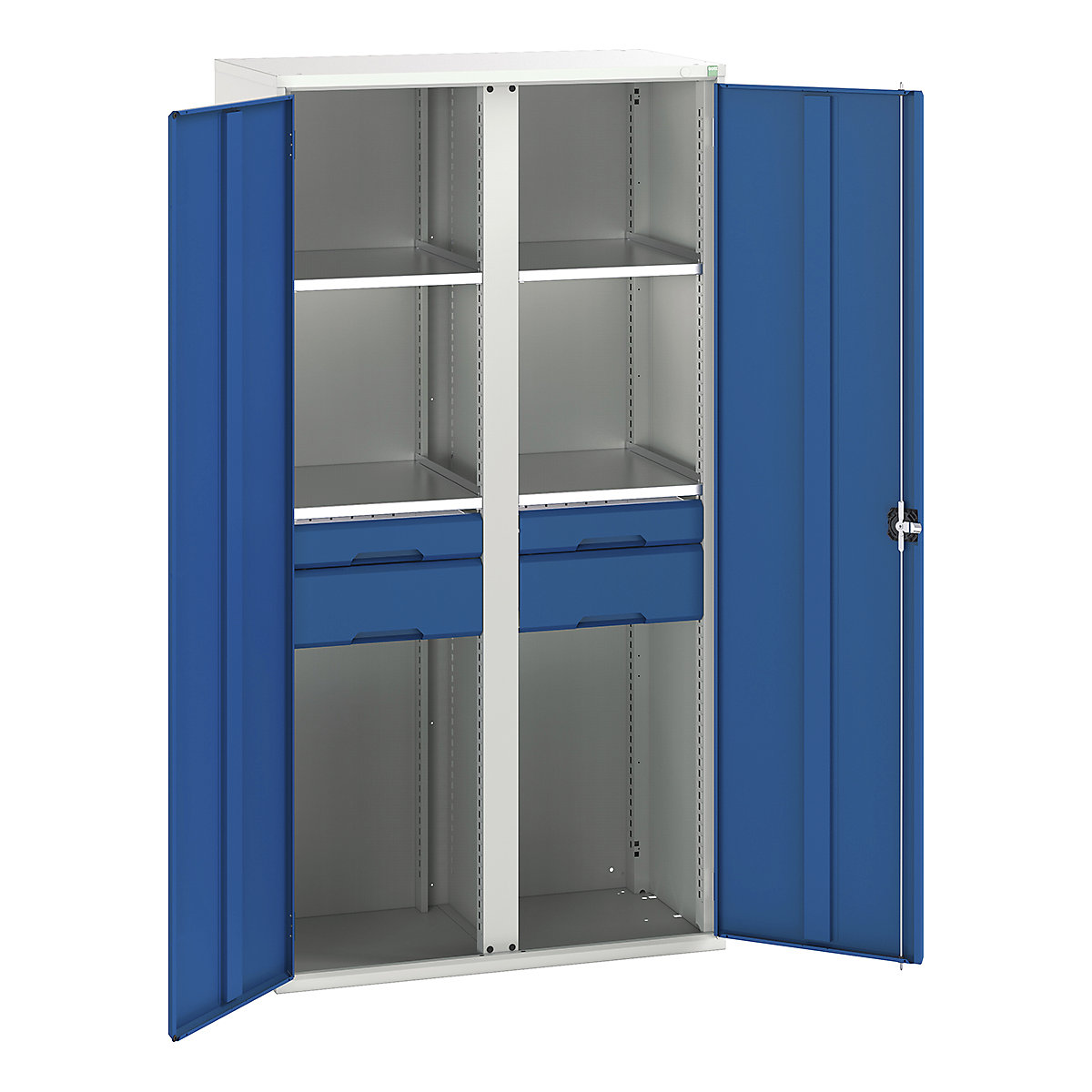 Bott Verso Workshop PPE Cupboards, Bott Verso Workshop PPE Cupboards, Bott Verso Workshop PPE Cupboards | 2000h x 1050w x 550d mm | 4 Shelves | 4 Drawers | Plain Doors | Blue-0