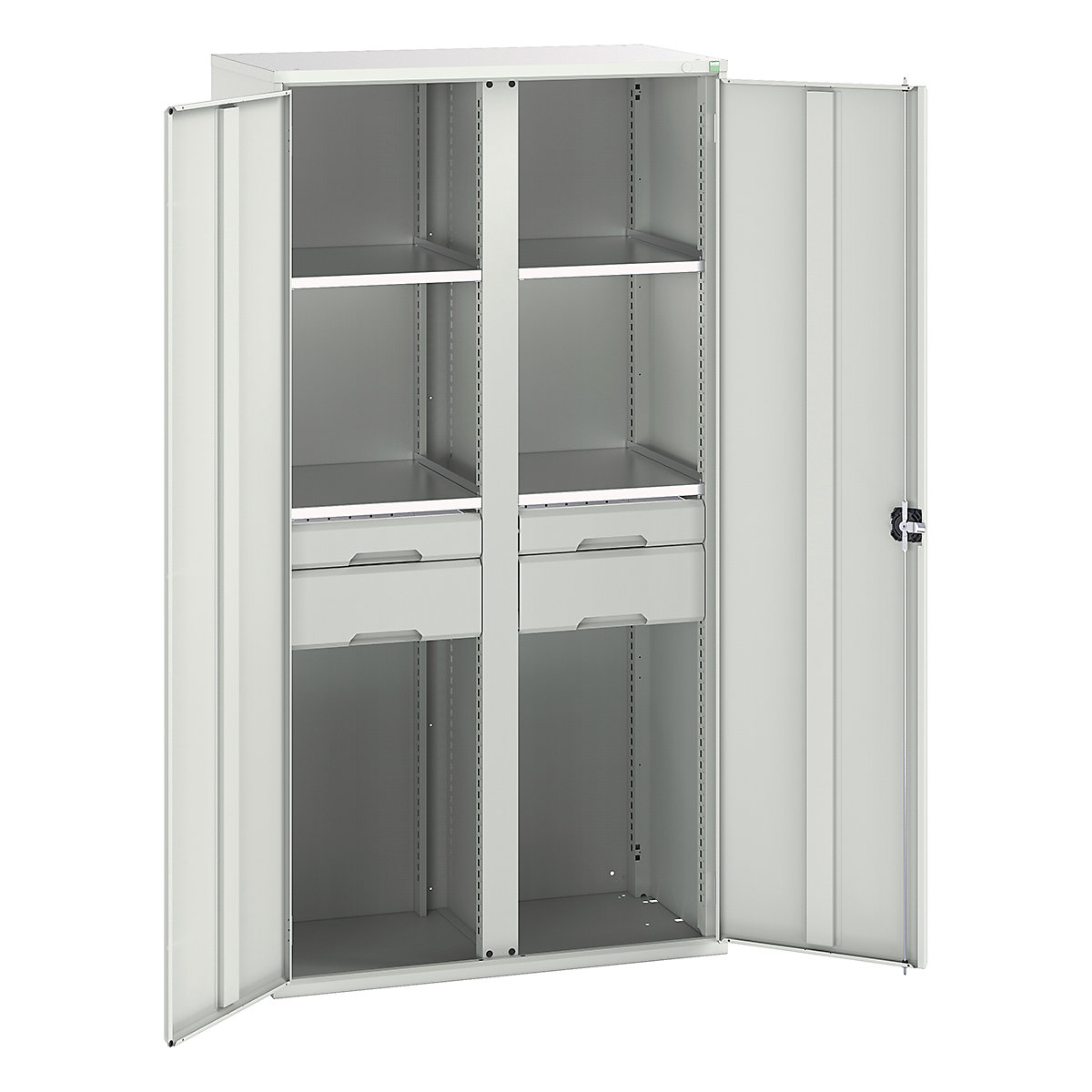 Bott Verso Workshop PPE Cupboards, Bott Verso Workshop PPE Cupboards, Bott Verso Workshop PPE Cupboards | 2000h x 1050w x 550d mm | 4 Shelves | 4 Drawers | Plain Doors | Light Grey-0