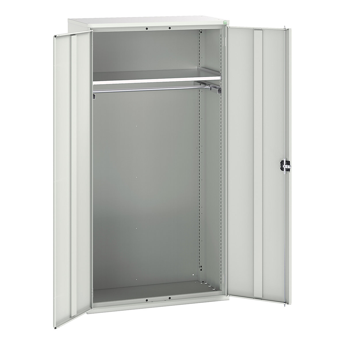 Bott Verso Workshop PPE Cupboards, Bott Verso Workshop PPE Cupboards, Bott Verso Workshop PPE Cupboards | 2000h x 1050w x 550d mm | 1 Shelf | 1 Rail | Plain Doors | Light Grey-0