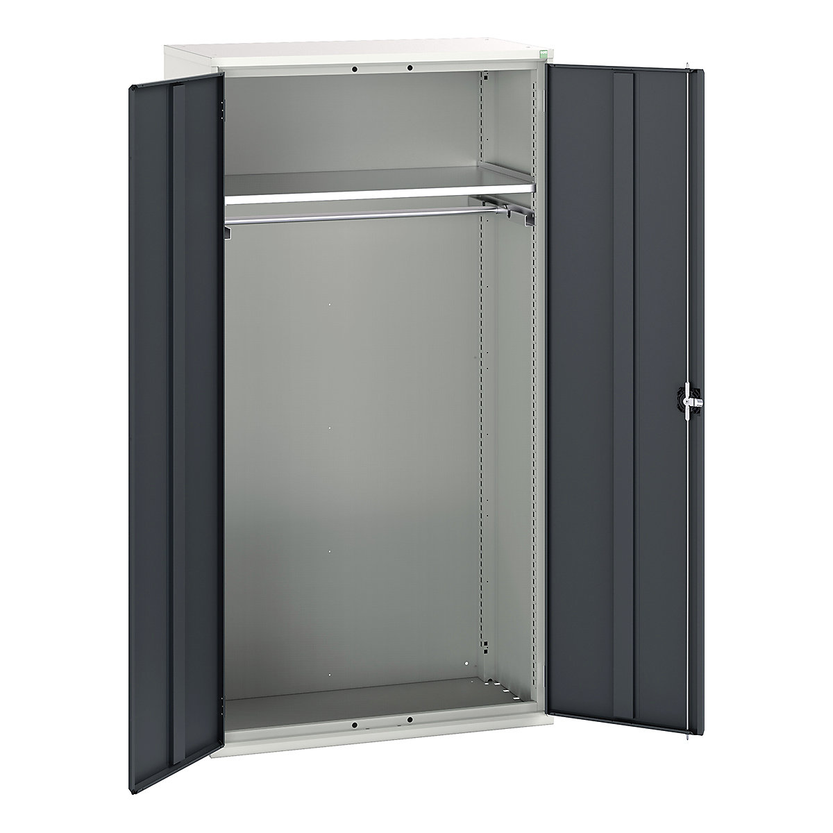 Bott Verso Workshop PPE Cupboards, Bott Verso Workshop PPE Cupboards, Bott Verso Workshop PPE Cupboards | 2000h x 1050w x 550d mm | 1 Shelf | 1 Rail | Plain Doors | Anthracite Grey-0