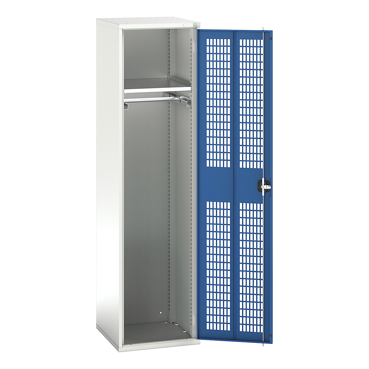 Bott Verso Workshop PPE Cupboards, Bott Verso Workshop PPE Cupboards, Bott Verso Workshop PPE Cupboards | 2000h x 525w x 550d mm | 1 Shelf | 1 Rail | Ventilated Doors | Blue-0