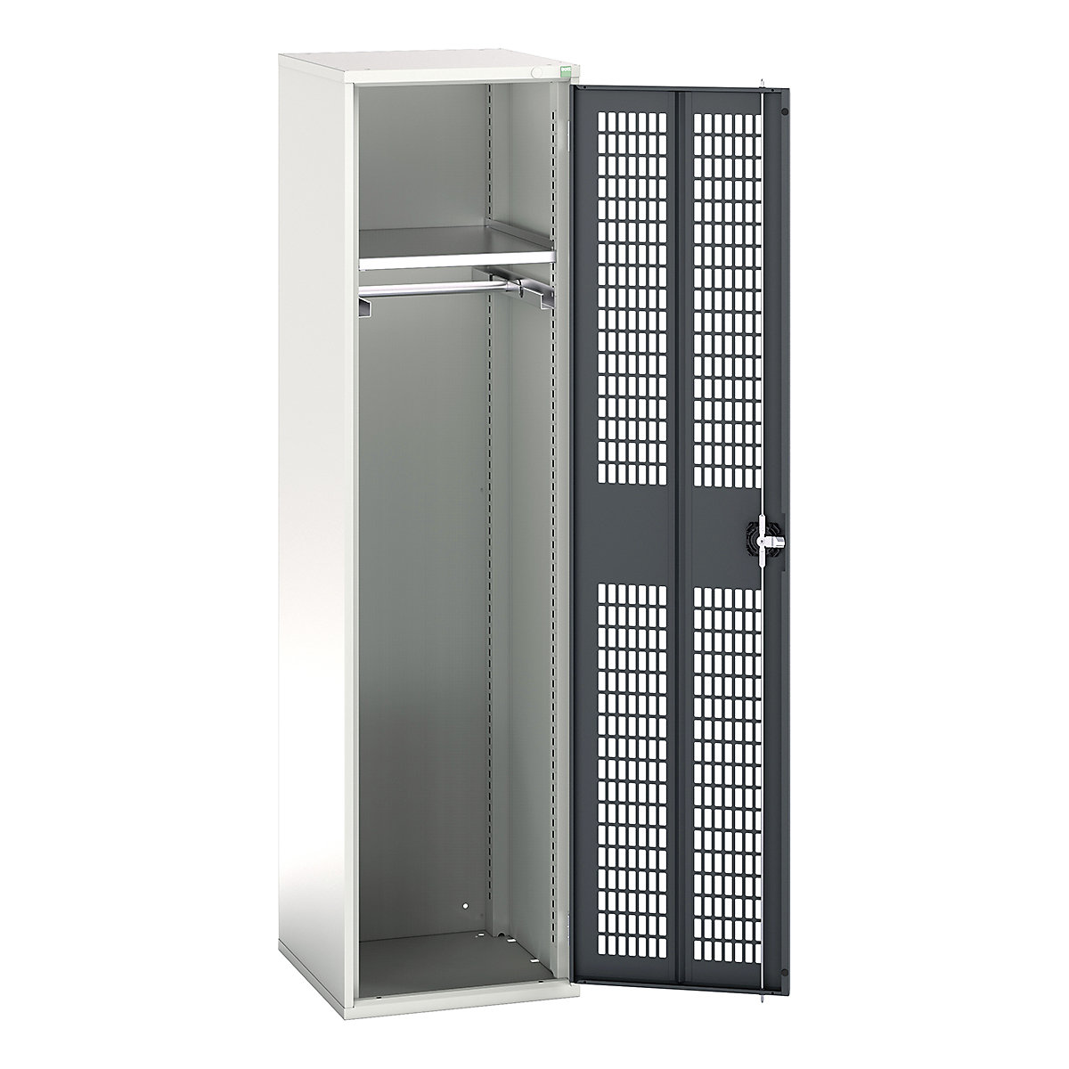 Bott Verso Workshop PPE Cupboards, Bott Verso Workshop PPE Cupboards, Bott Verso Workshop PPE Cupboards | 2000h x 525w x 550d mm | 1 Shelf | 1 Rail | Ventilated Doors | Anthracite Grey-0