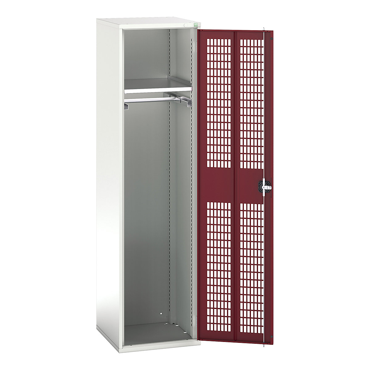 Bott Verso Workshop PPE Cupboards, Bott Verso Workshop PPE Cupboards, Bott Verso Workshop PPE Cupboards | 2000h x 525w x 550d mm | 1 Shelf | 1 Rail | Ventilated Doors | Red-0