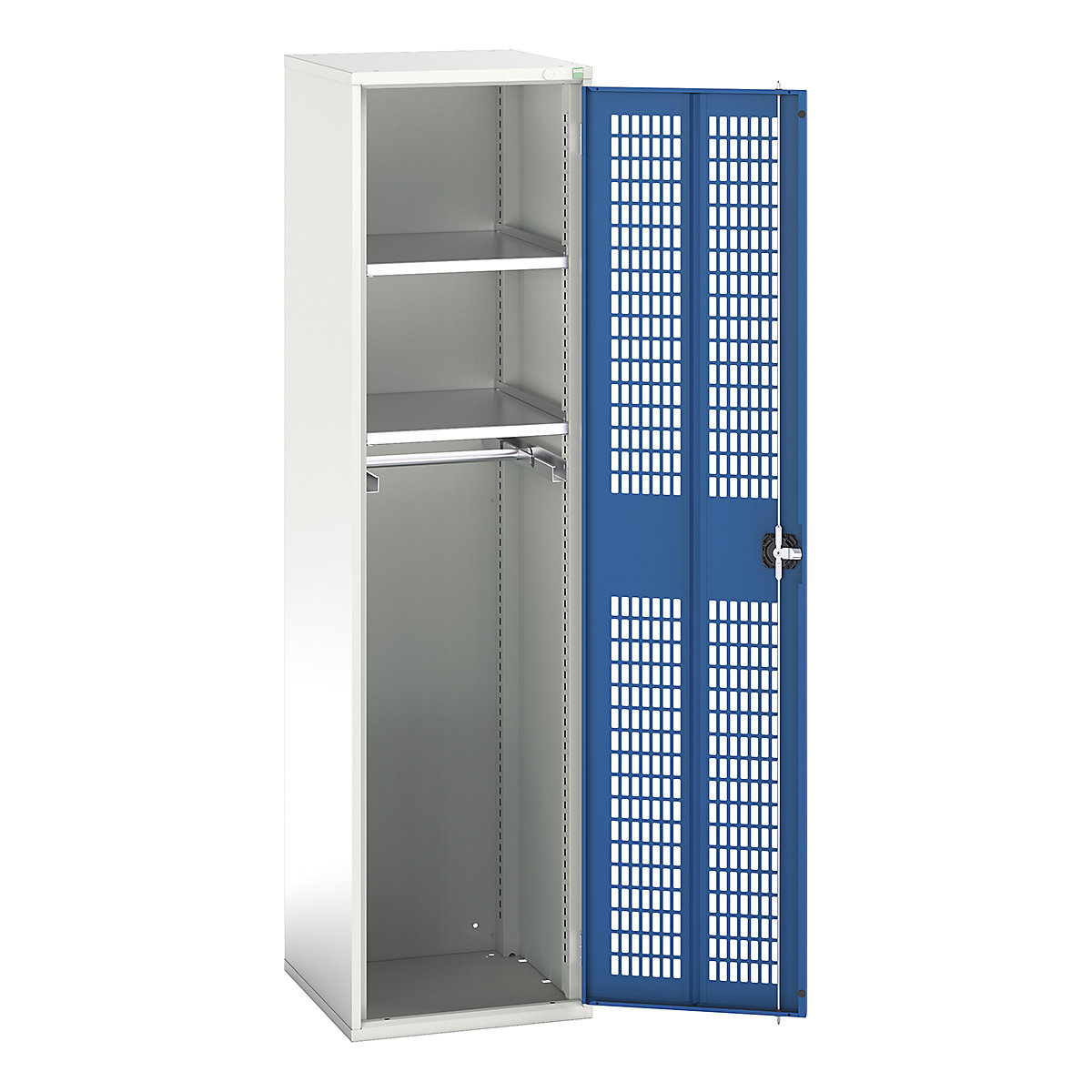Bott Verso Workshop PPE Cupboards, Bott Verso Workshop PPE Cupboards, Bott Verso Workshop PPE Cupboards | 2000h x 525w x 550d mm | 2 Shelves | 1 Rail | Ventilated Doors | Blue-0