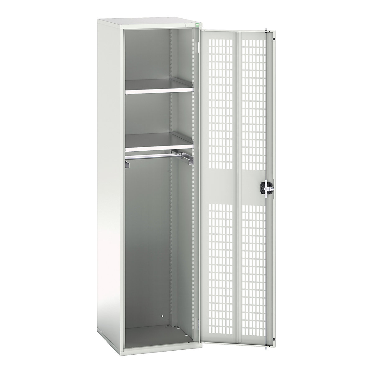 Bott Verso Workshop PPE Cupboards, Bott Verso Workshop PPE Cupboards, Bott Verso Workshop PPE Cupboards | 2000h x 525w x 550d mm | 2 Shelves | 1 Rail | Ventilated Doors | Light Grey-0