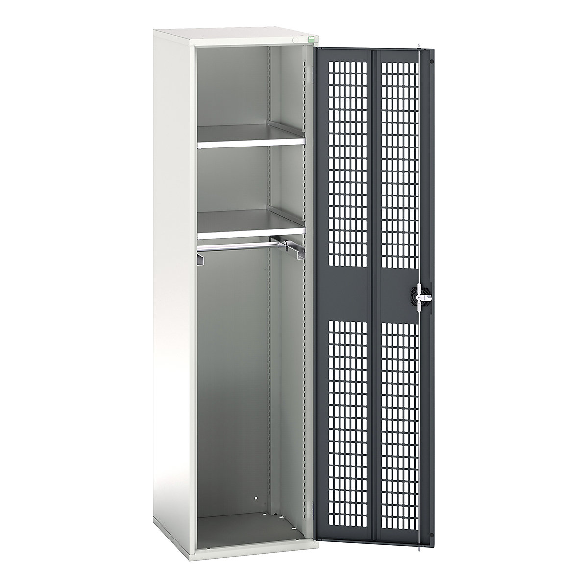 Bott Verso Workshop PPE Cupboards, Bott Verso Workshop PPE Cupboards, Bott Verso Workshop PPE Cupboards | 2000h x 525w x 550d mm | 2 Shelves | 1 Rail | Ventilated Doors | Anthracite Grey-0